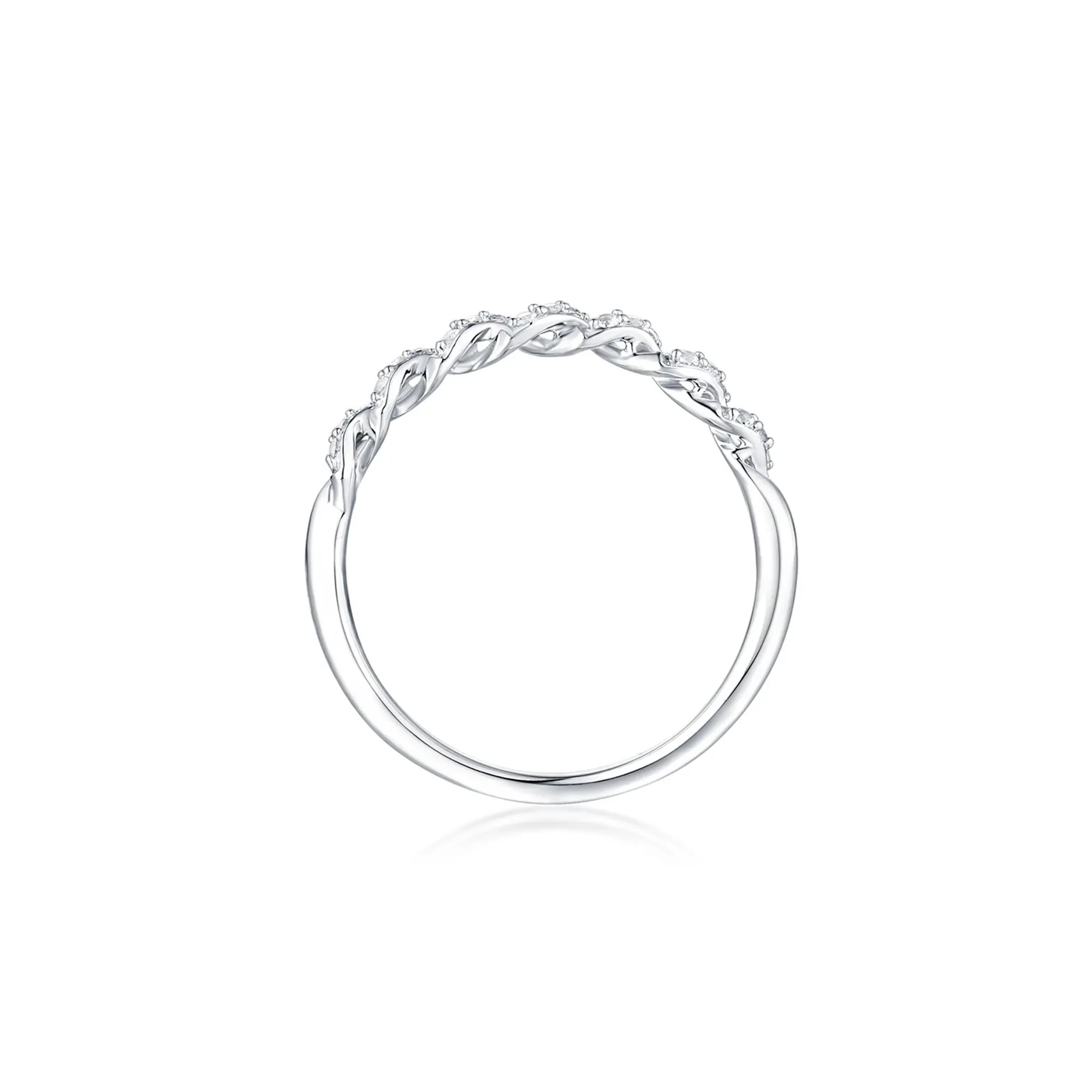 Lab Created White Sapphire Twist Ring .925 Sterling Silver Size 6 - Image 2
