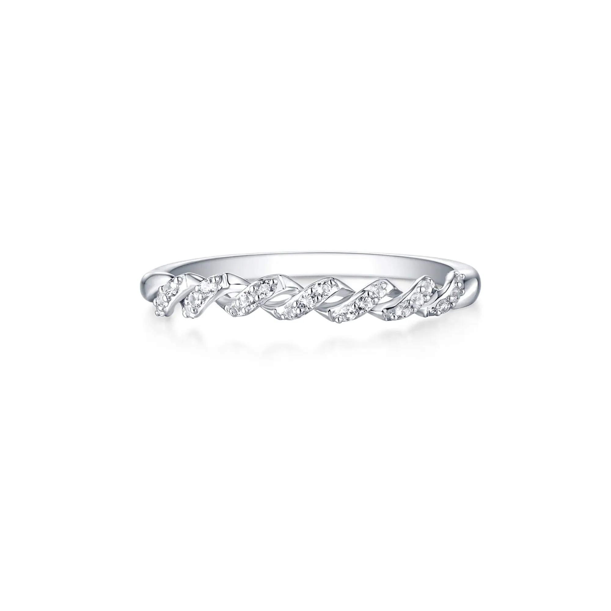 Lab Created White Sapphire Twist Ring .925 Sterling Silver Size 8