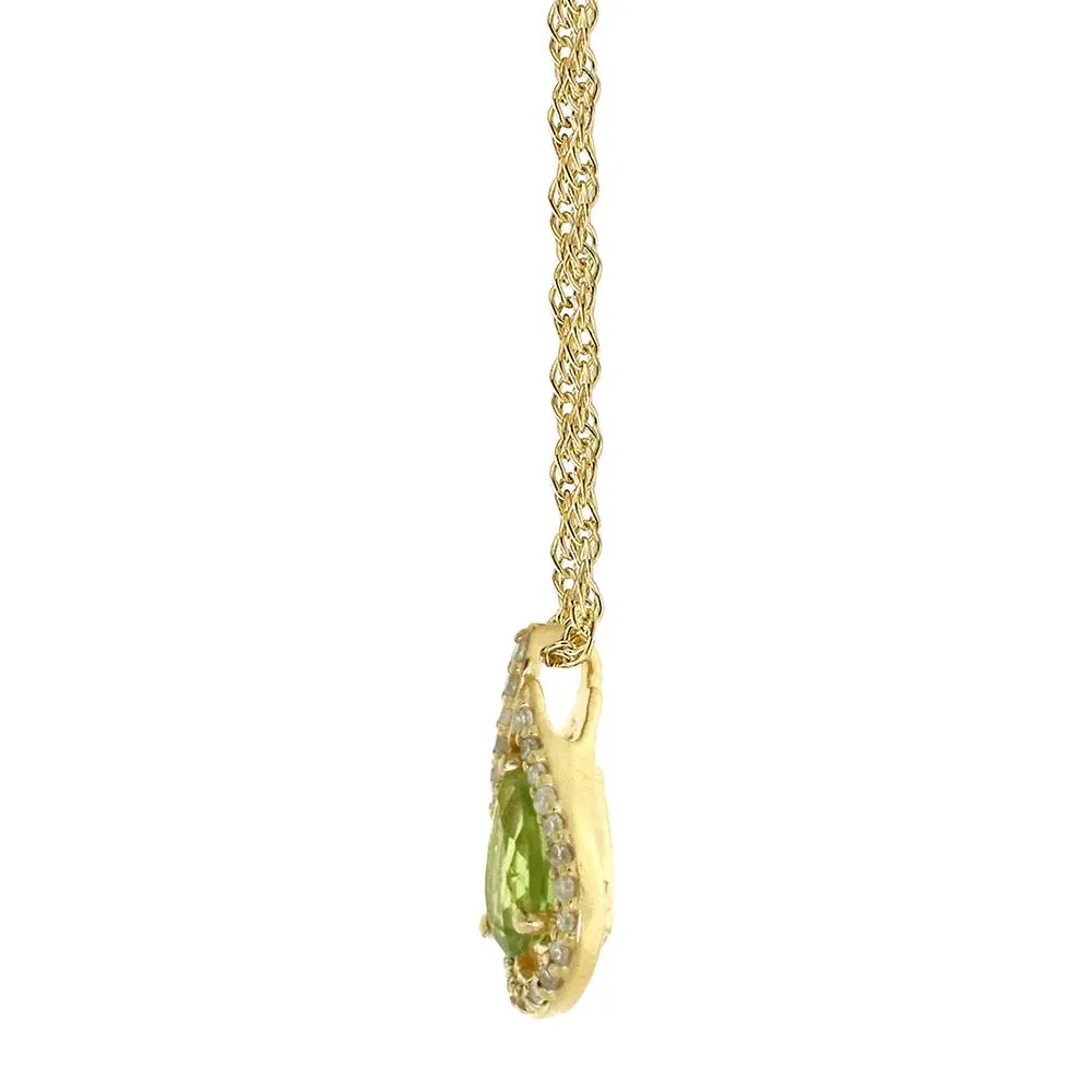 1/8 CT. Tw. Peridot & Diamond Pendant Necklace 10K Yellow Gold Size 18" - Image 2