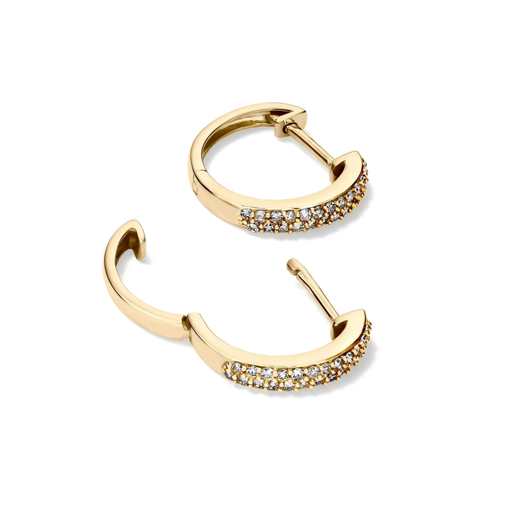 1/4 CT. Tw. Diamond Hoop Earrings 10K Yellow Gold Size 12.00mm - Image 2