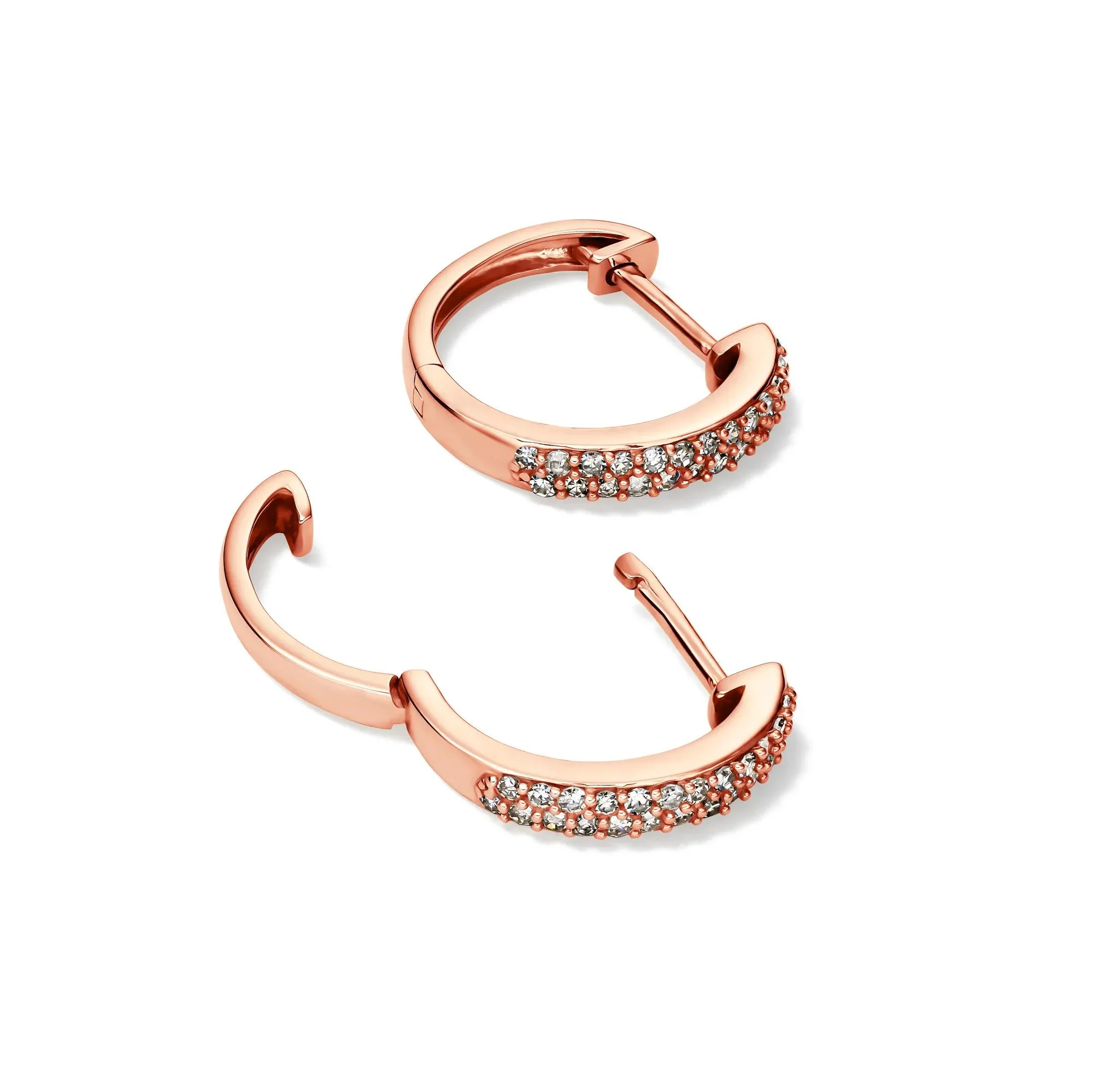 1/4 CT. Tw. Diamond Hoop Earrings 10K Rose Gold Size 12.00mm - Image 2