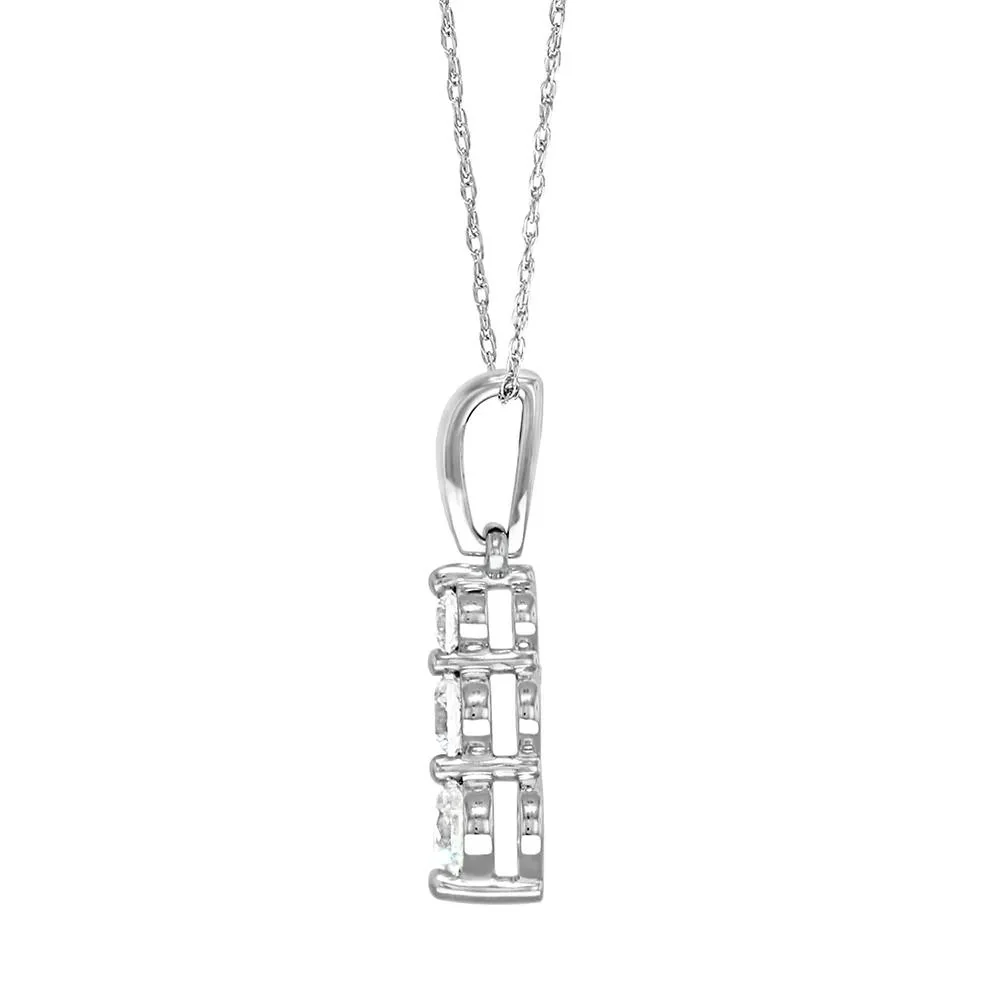 1/2 CT. Tw. Diamond Three-Stone Pendant Necklace 10K White Gold Size 18" - Image 2