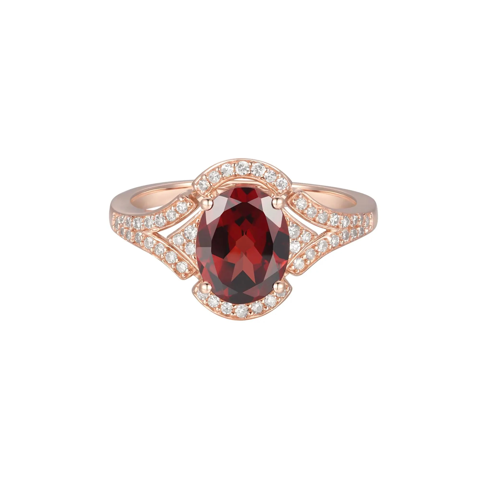1/4 CT. Tw. Garnet & Diamond Ring 10K Rose Gold Size 6