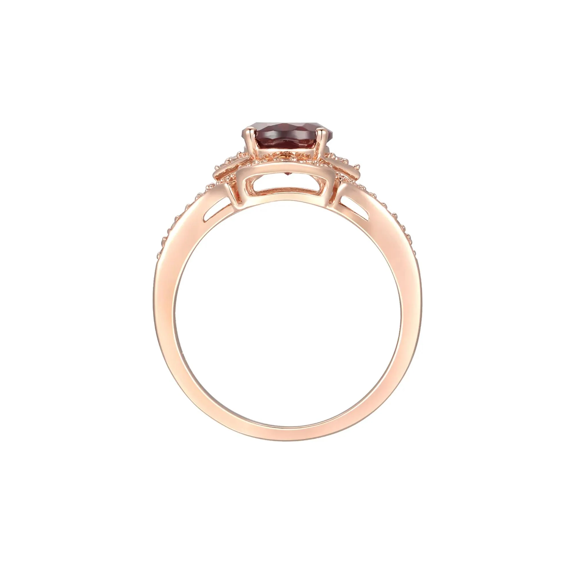 1/4 CT. Tw. Garnet & Diamond Ring 10K Rose Gold Size 6 - Image 2