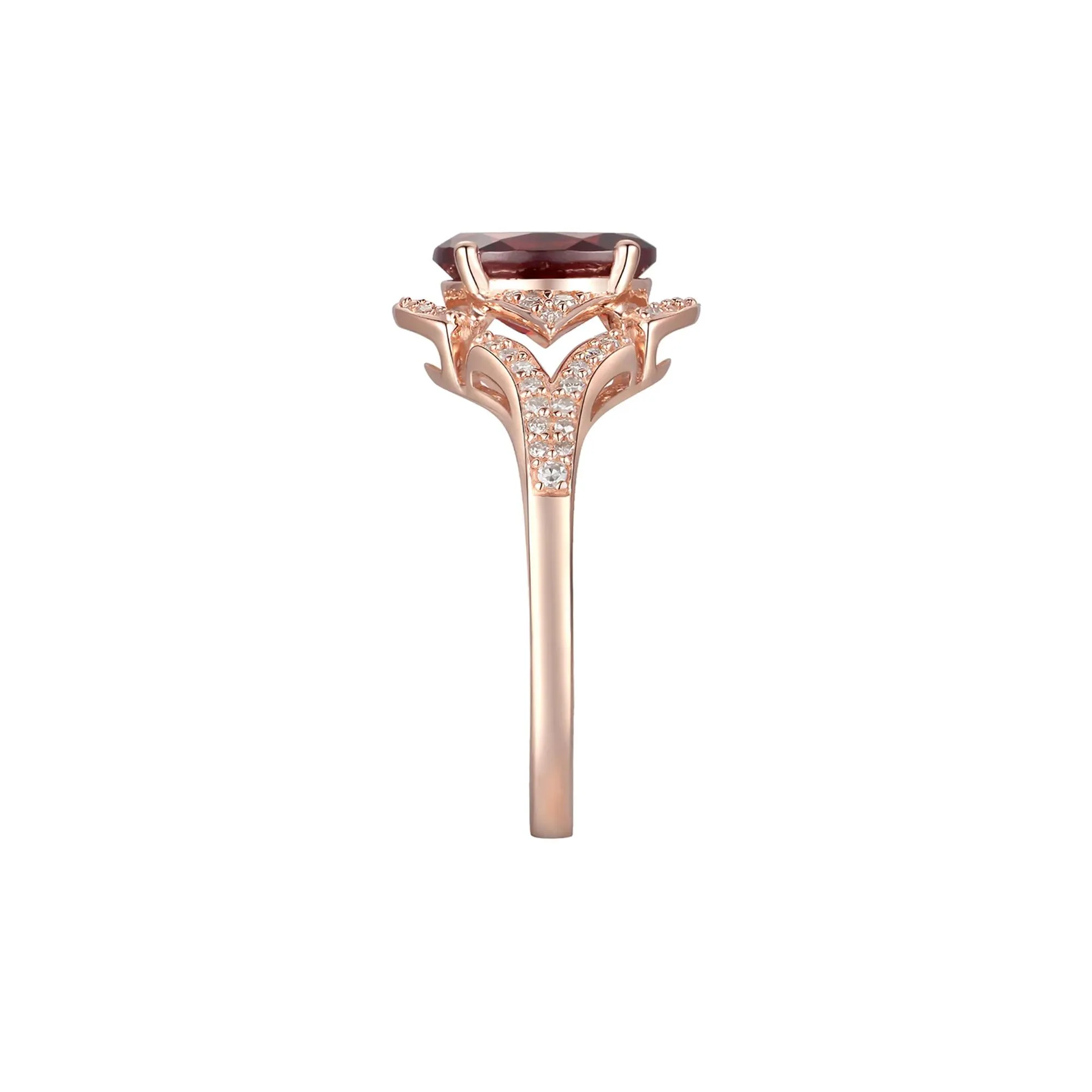 1/4 CT. Tw. Garnet & Diamond Ring 10K Rose Gold Size 6 - Image 3