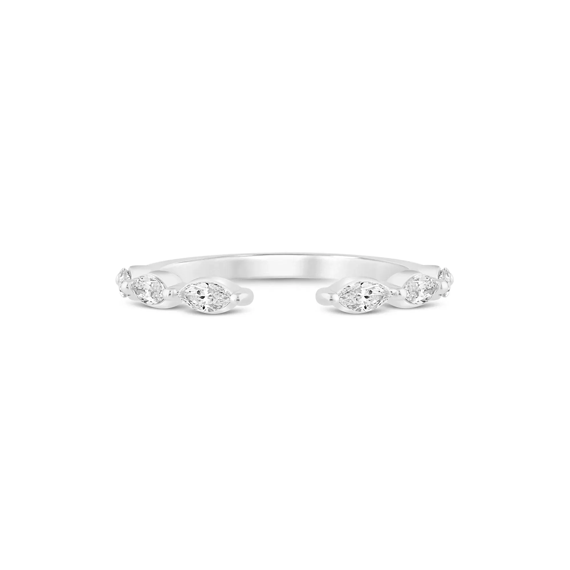 3/8 CT. Tw. Lab Grown Diamond Open Stack Anniversary Band Ring 14K White Gold Size 8 1mm - Image 3