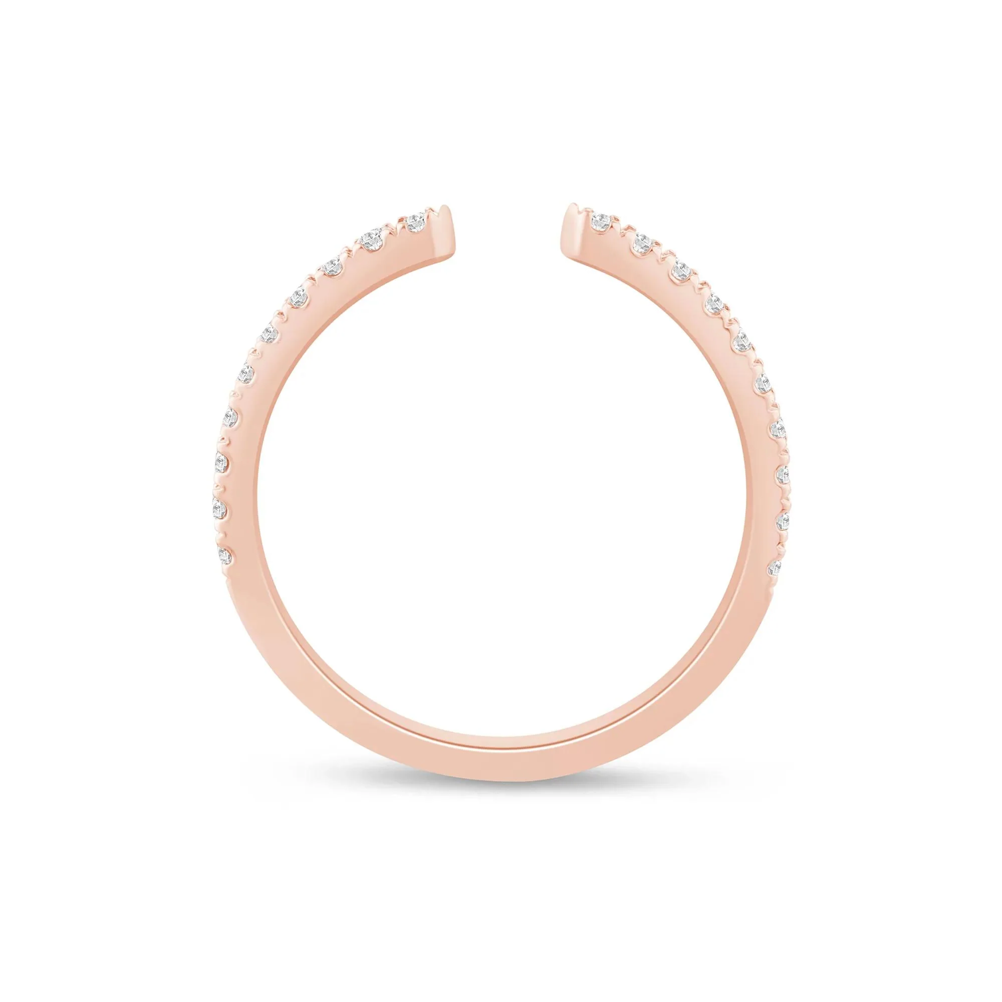 1/4 CT. Tw. Lab Grown Diamond Open Band Ring 14K Rose Gold Round Brilliant Cut Size 5.5 1mm - Image 2