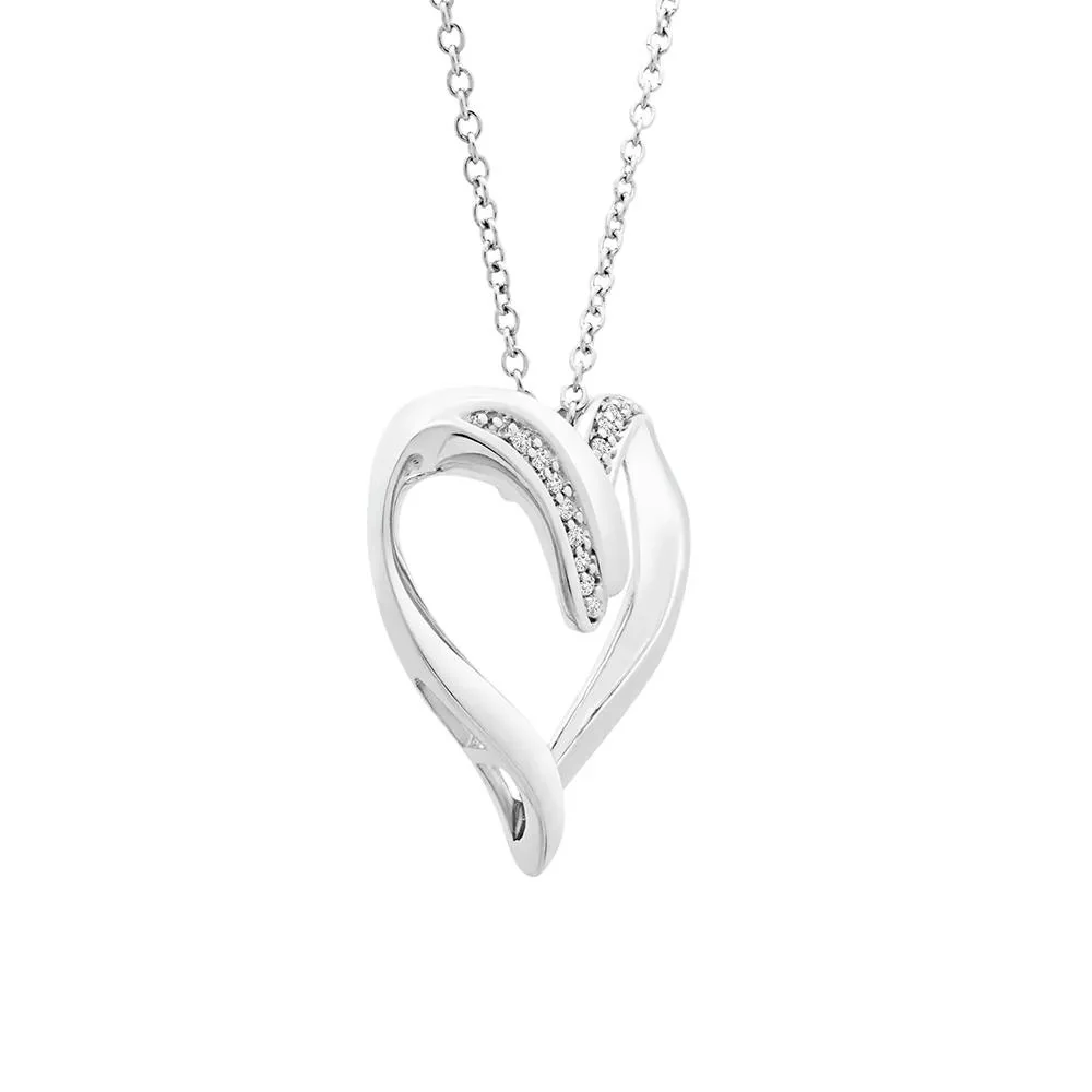 Diamond Heart Pendant Necklace .925 Sterling Silver White Size 18" - Image 2
