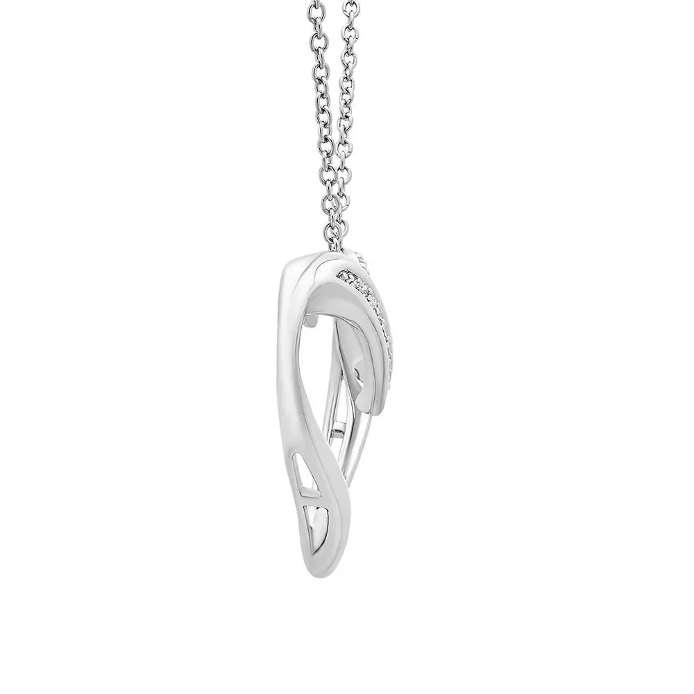 Diamond Heart Pendant Necklace .925 Sterling Silver White Size 18" - Image 3