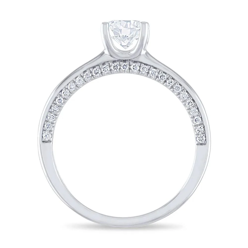 7/8 CT. Tw. Diamond Engagement Ring 14K White Gold Round Brilliant Cut Size 6 - Image 2