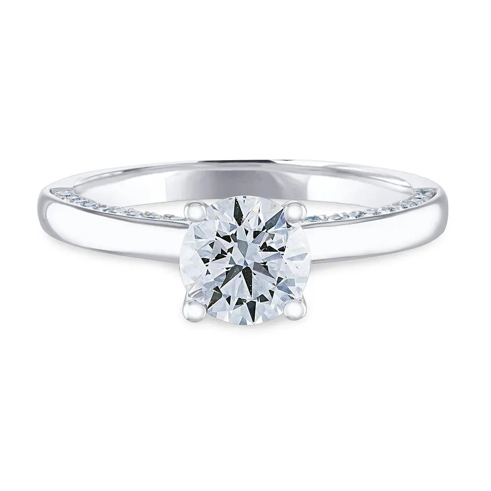 7/8 CT. Tw. Diamond Engagement Ring 14K White Gold Round Brilliant Cut Size 8.5
