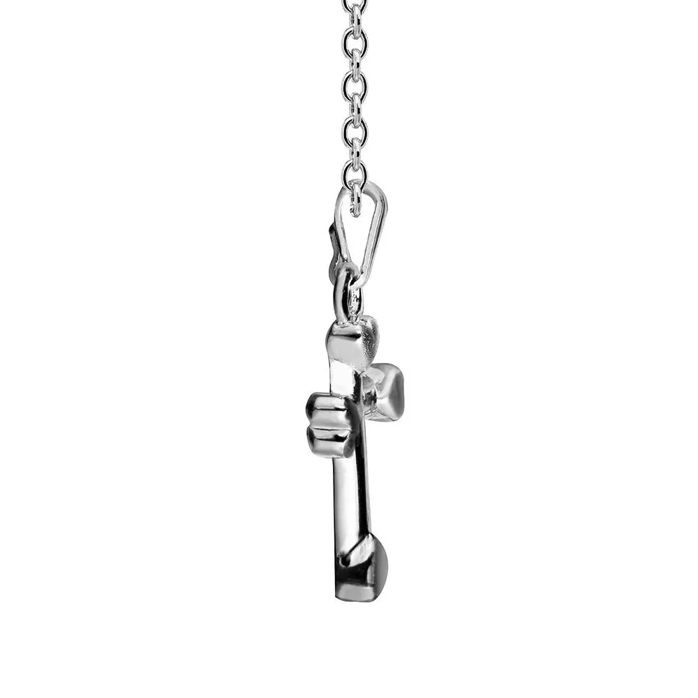 Children's Heart Cross Pendant Necklace .925 Sterling Silver White Size 15" - Image 2