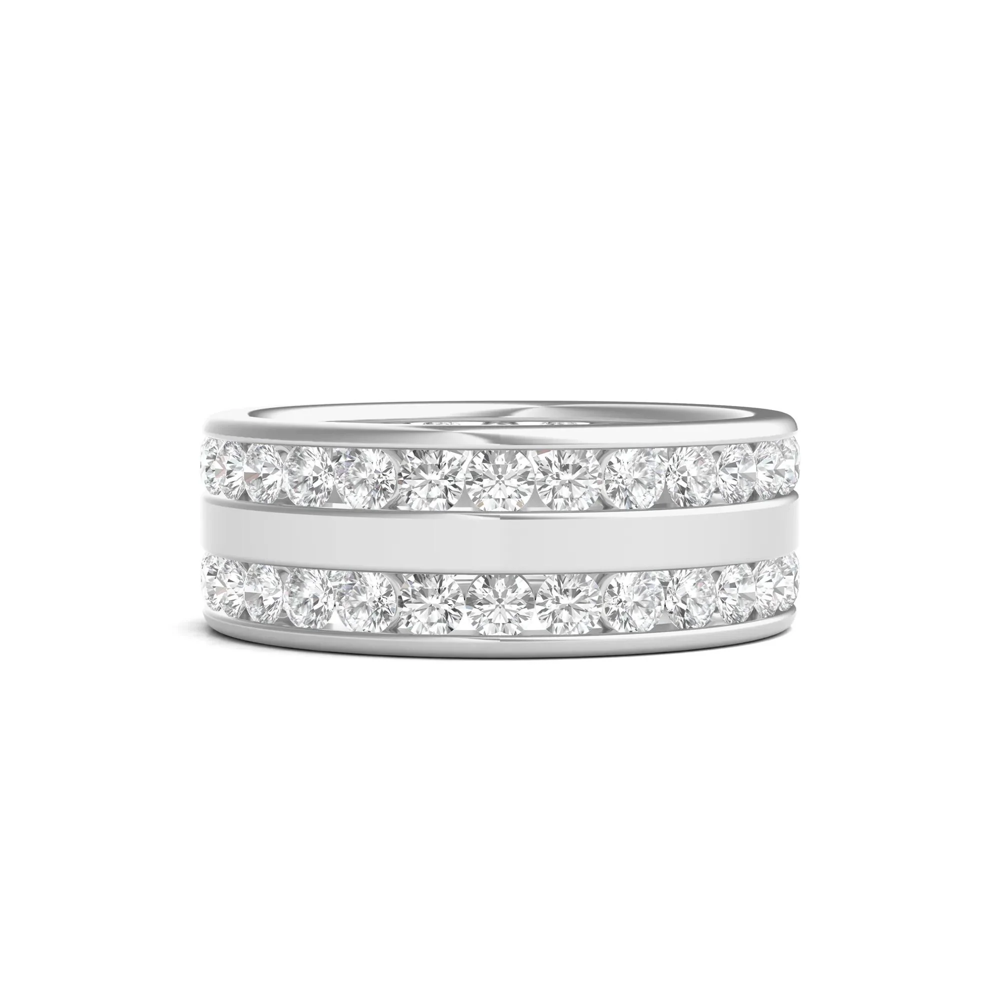 Round Lab Grown Diamond Double-Row Eternity Band Ring 14K White Gold (3 5/8ct. Tw.) Size 7