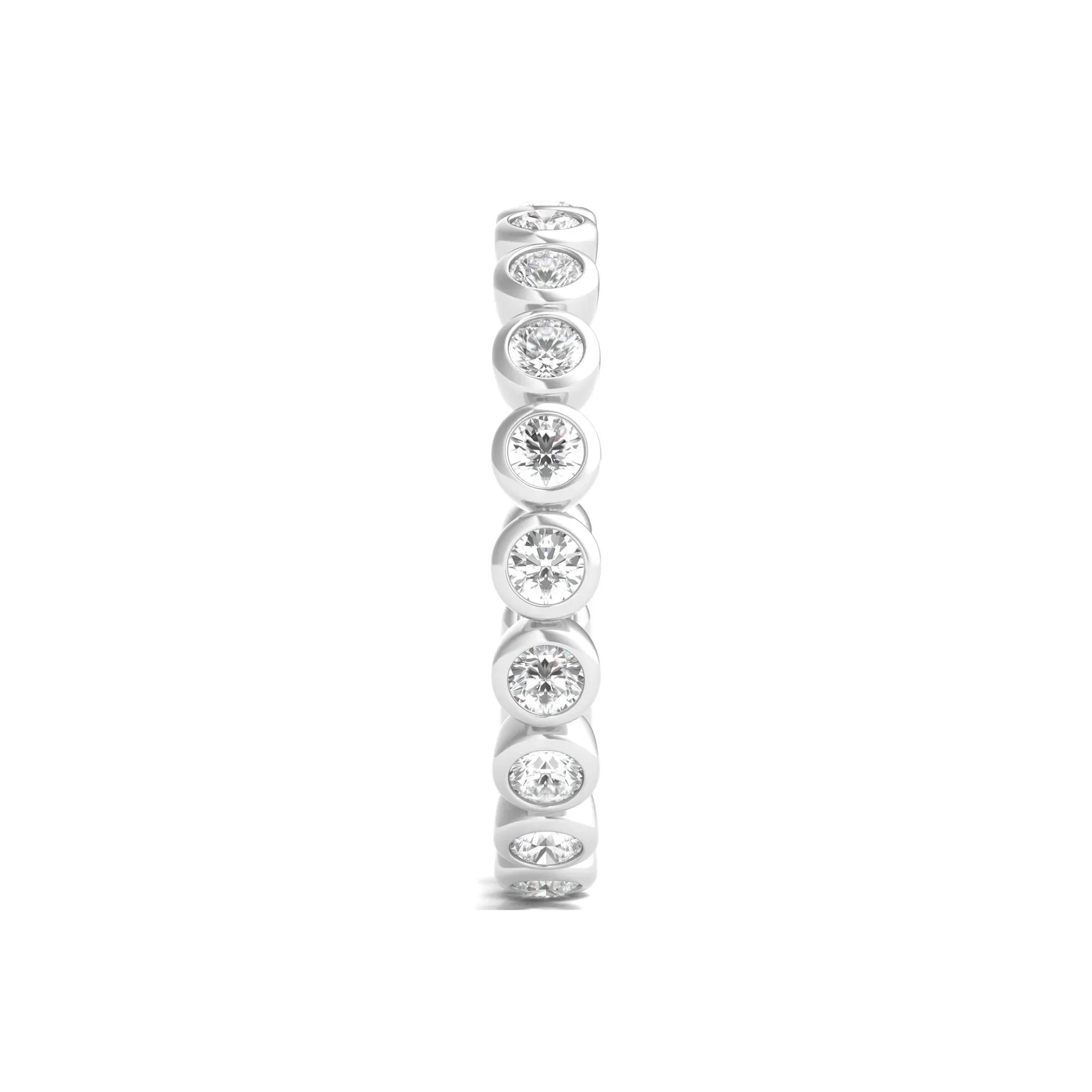 1 CT. Tw. Round Lab Grown Diamond Bezel-Set Eternity Band Ring Platinum White Size 8 - Image 3