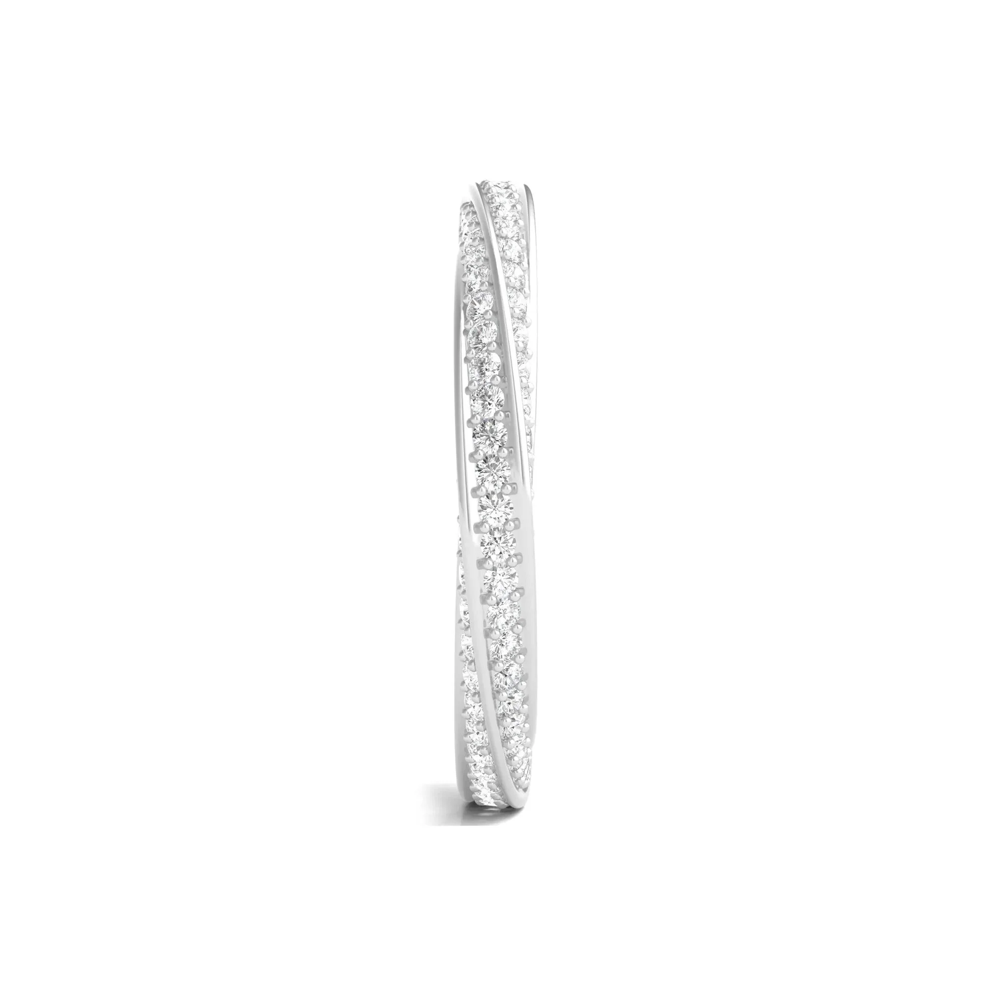 1 CT. Tw. Lab Grown Diamond Helix Eternity Band Ring 14K White Gold Round Brilliant Cut Size 8 - Image 3