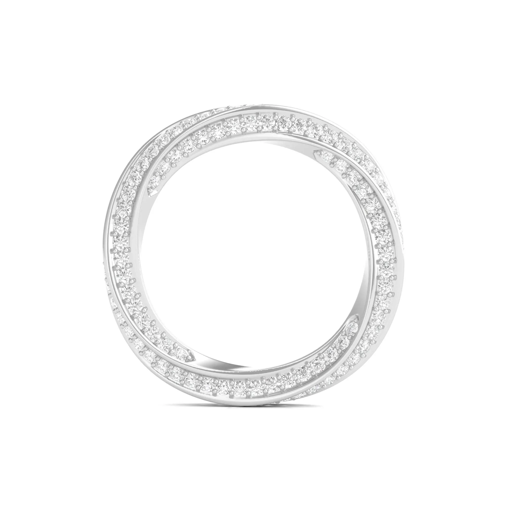 1 CT. Tw. Lab Grown Diamond Helix Eternity Band Ring 14K White Gold Round Brilliant Cut Size 9 - Image 2