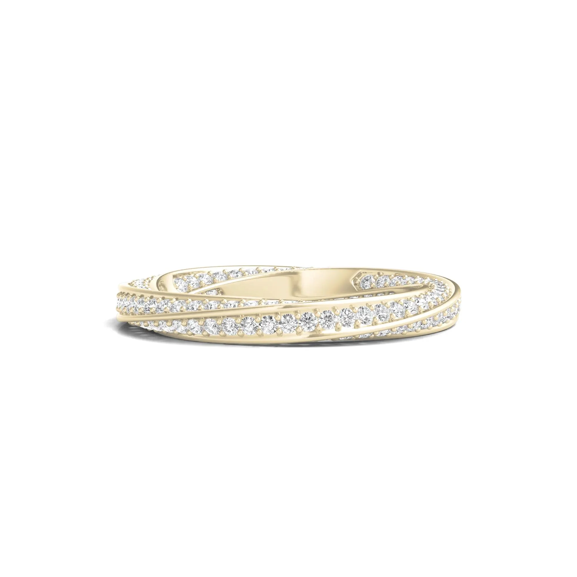 1 CT. Tw. Lab Grown Diamond Helix Eternity Band Ring 14K Yellow Gold Round Brilliant Cut Size 6