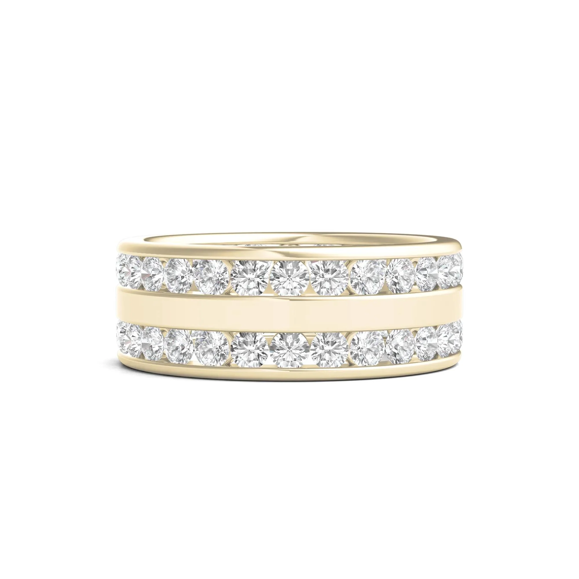 Round Lab Grown Diamond Double-Row Eternity Band Ring 14K Yellow Gold (3 5/8ct. Tw.) Size 12