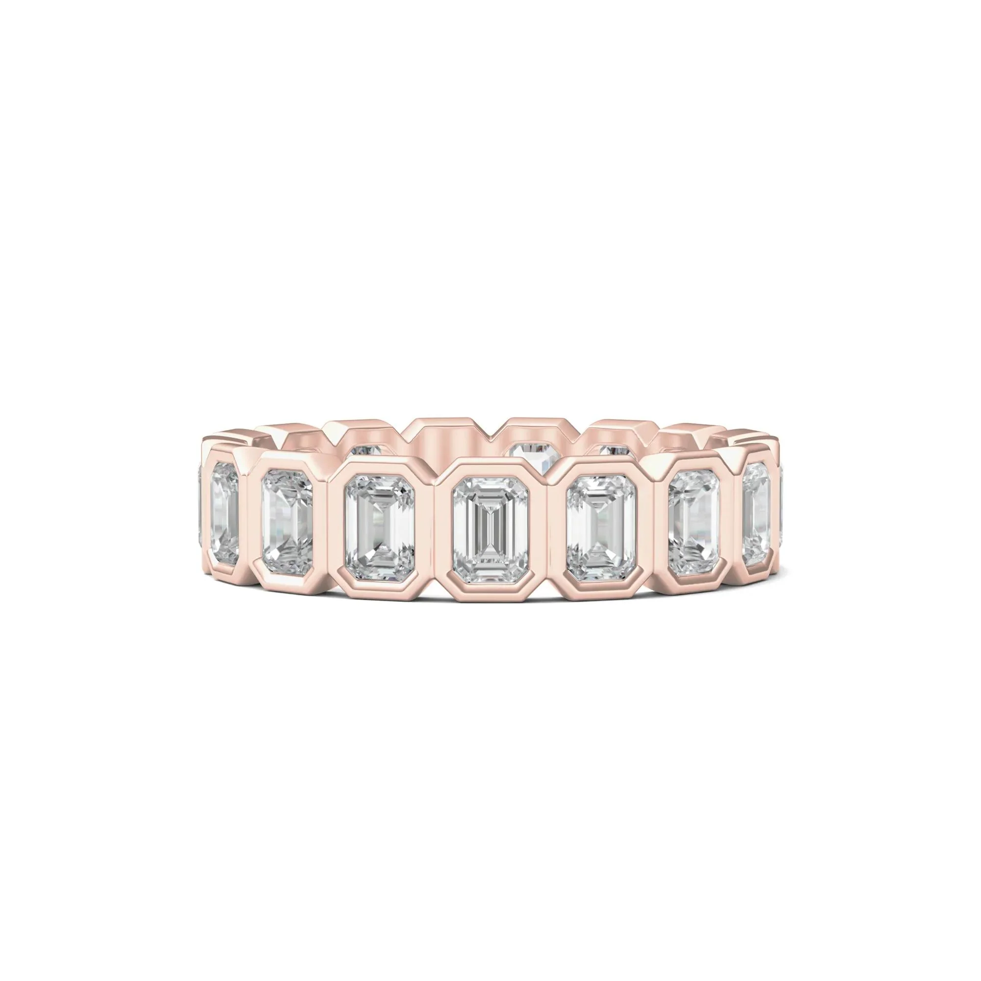 2 1/2 CT. Tw. Emerald-Cut Lab Grown Diamond Bezel-Set Eternity Band Ring 14K Rose Gold Size 7