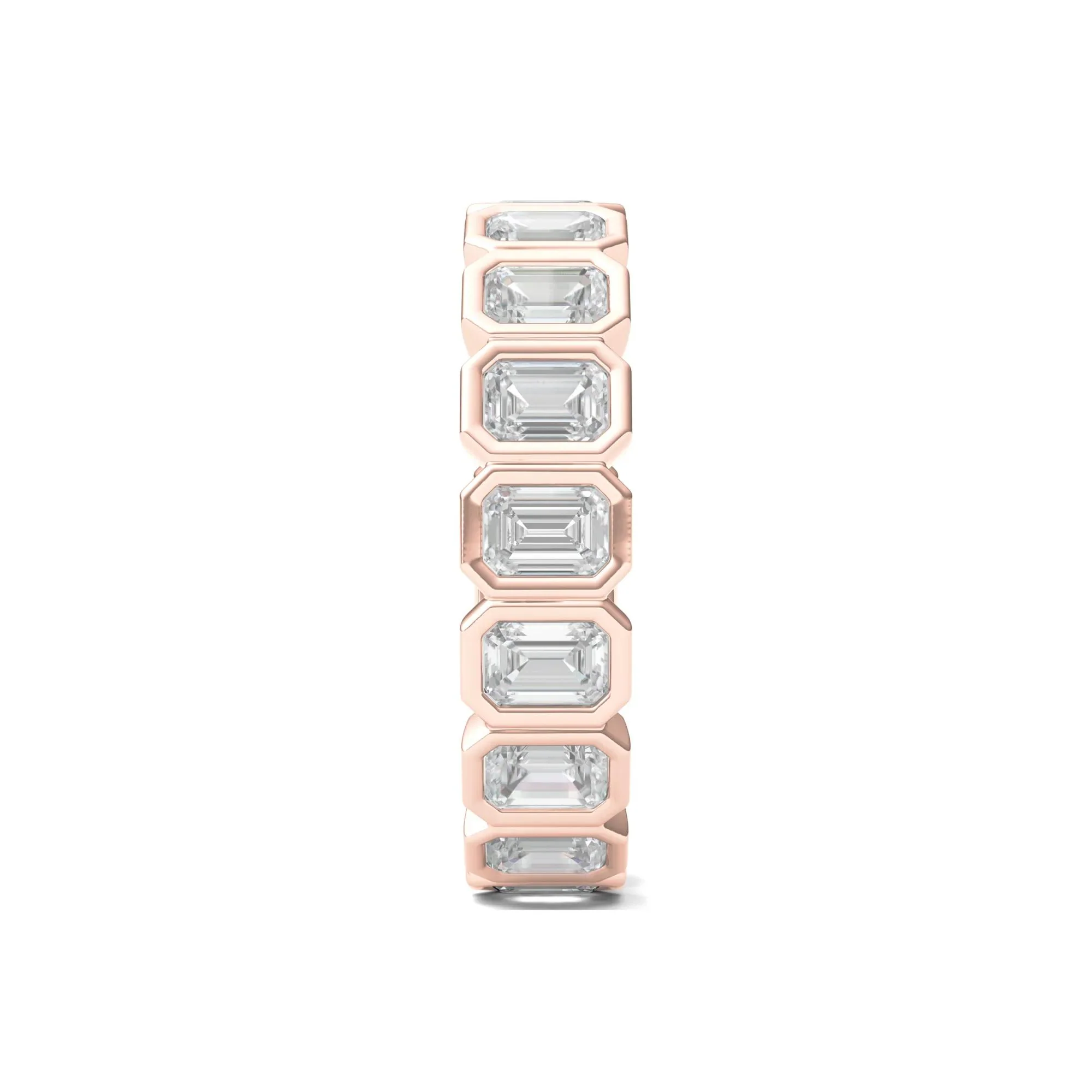 2 1/2 CT. Tw. Emerald-Cut Lab Grown Diamond Bezel-Set Eternity Band Ring 14K Rose Gold Size 8.5 - Image 3