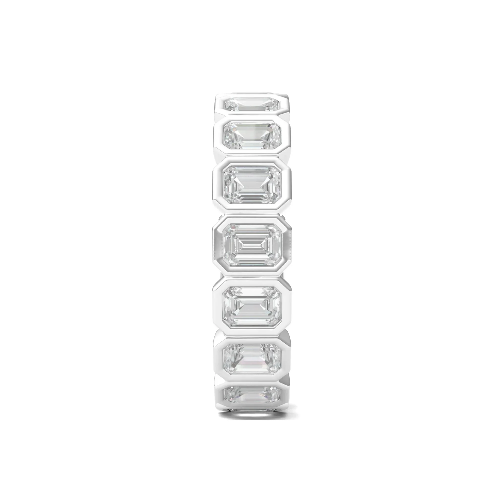 2 1/2 CT. Tw. Emerald-Cut Lab Grown Diamond Bezel-Set Eternity Band Ring 14K White Gold Size 5 - Image 3