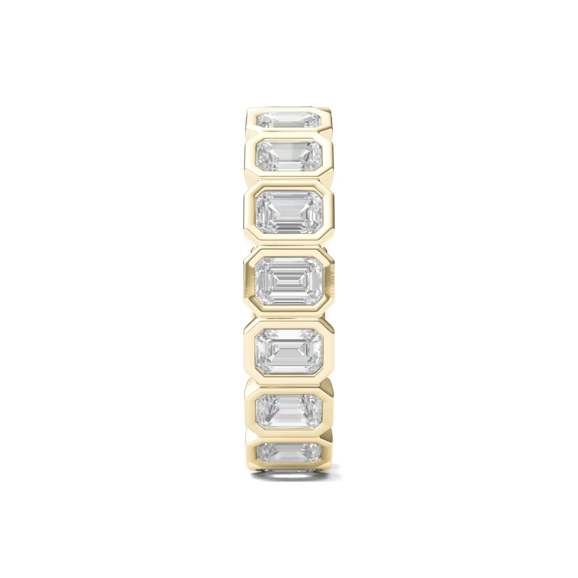 2 1/2 CT. Tw. Emerald-Cut Lab Grown Diamond Bezel-Set Eternity Band Ring 14K Yellow Gold Size 5 - Image 3