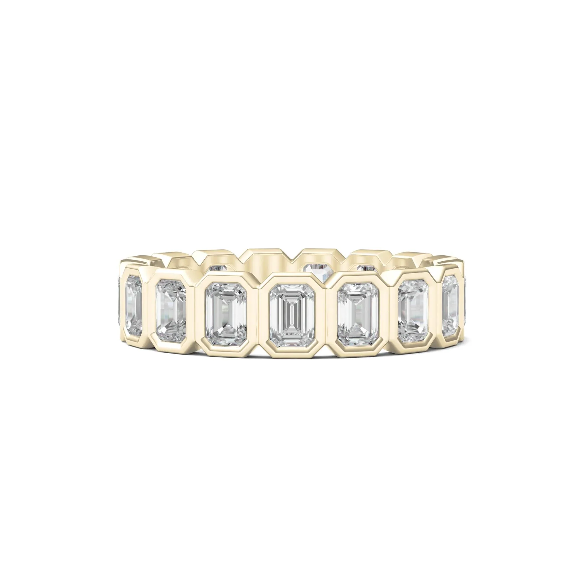 2 1/2 CT. Tw. Emerald-Cut Lab Grown Diamond Bezel-Set Eternity Band Ring 14K Yellow Gold Size 8.5