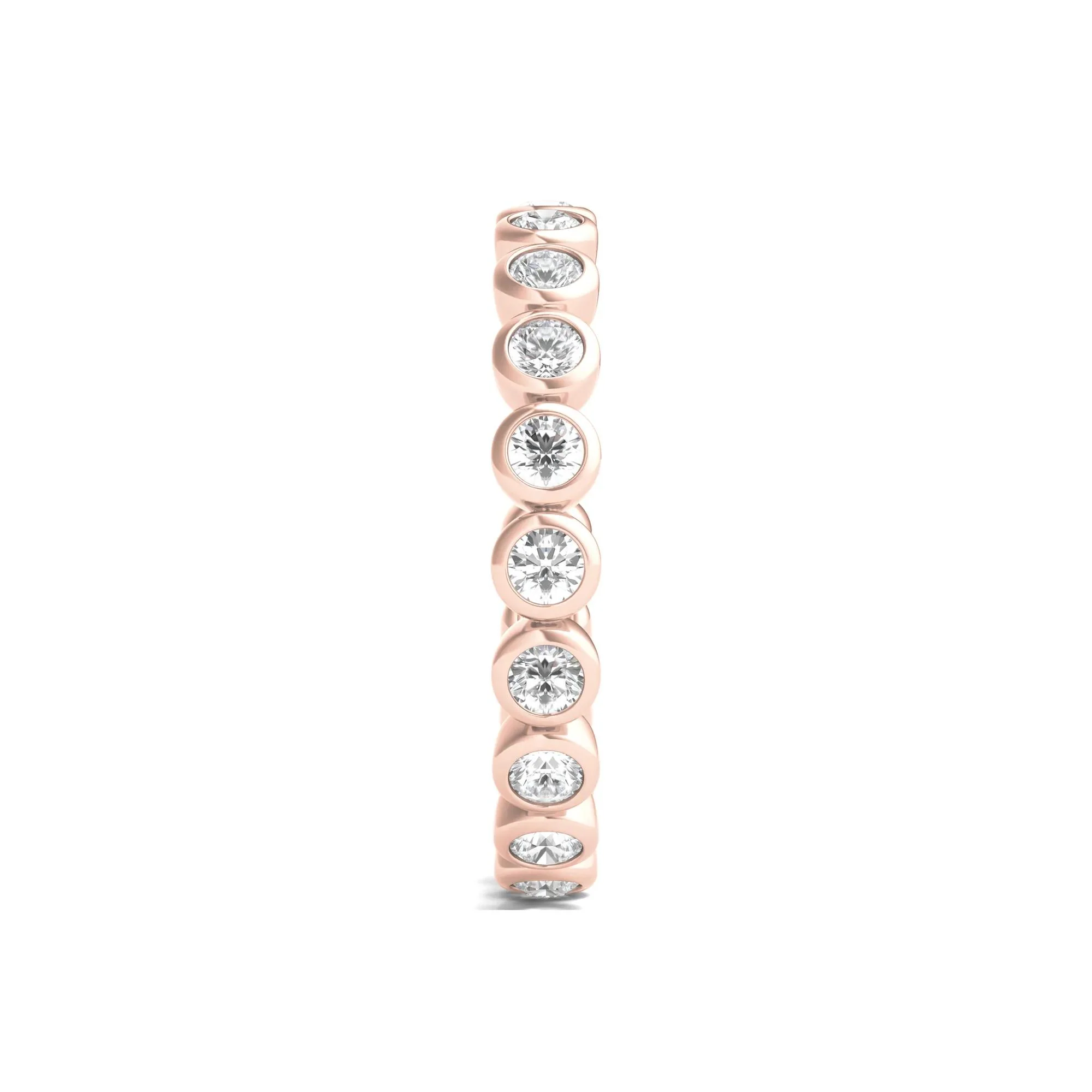 1 CT. Tw. Round Lab Grown Diamond Bezel-Set Eternity Band Ring 14K Rose Gold Size 4 - Image 3