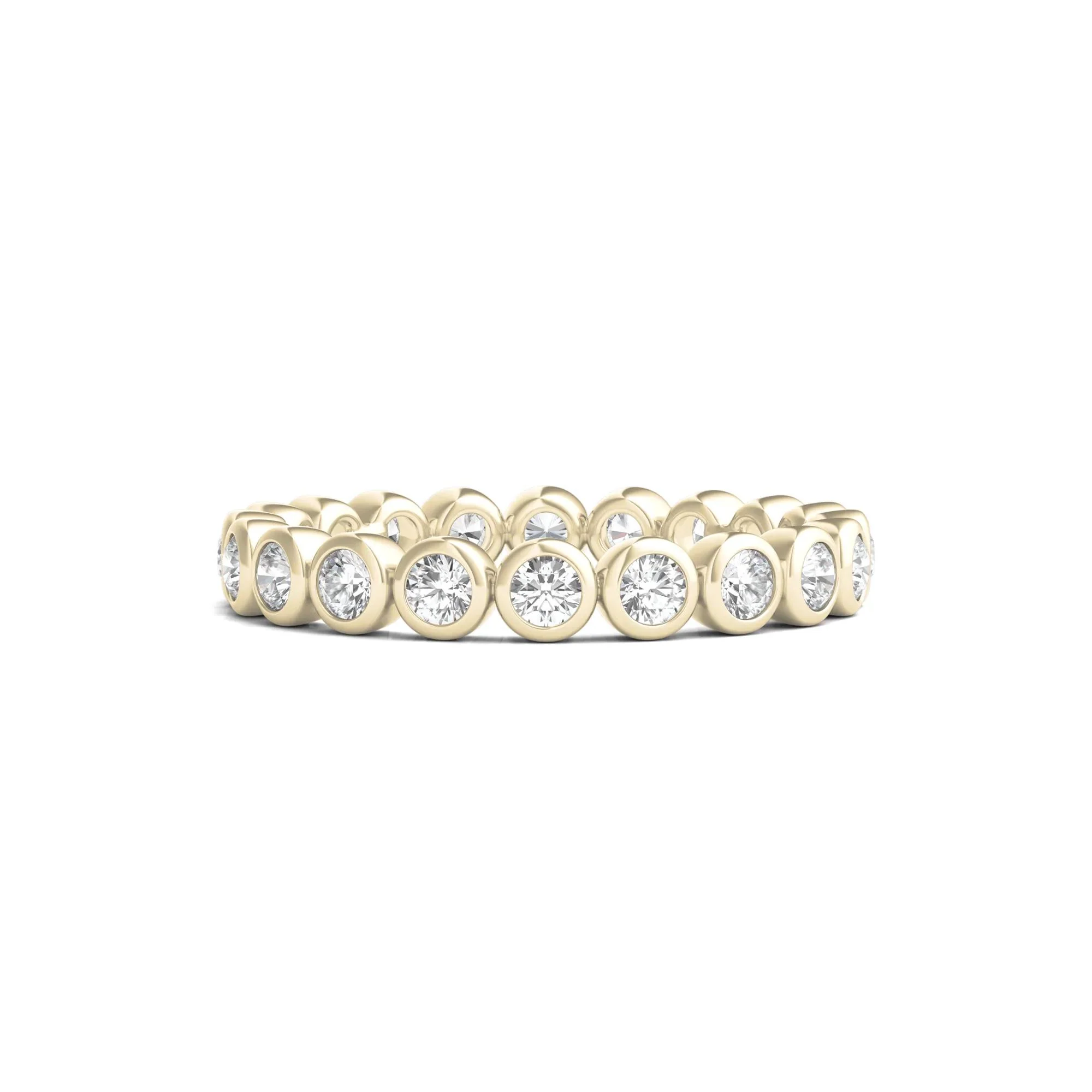1 CT. Tw. Round Lab Grown Diamond Bezel-Set Eternity Band Ring 14K Yellow Gold Size 4