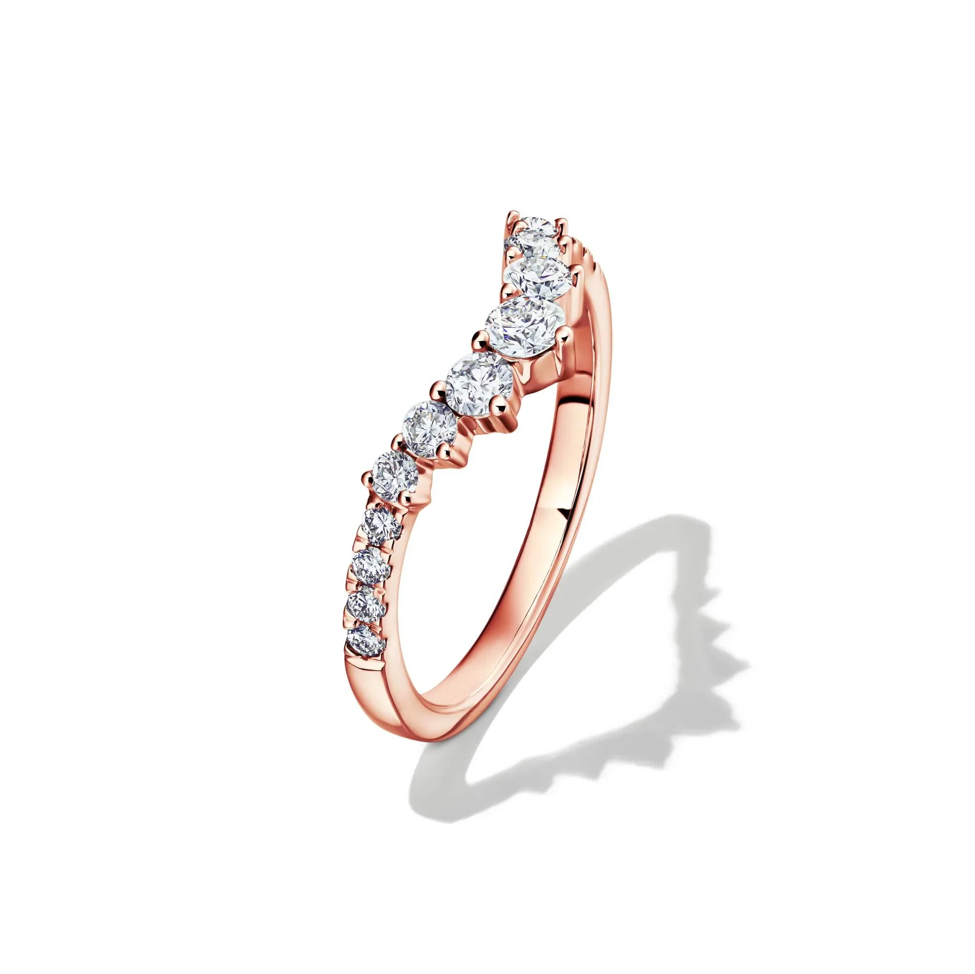 1/2 CT. Tw. Lab Grown Diamond Contour Band Ring 14K Rose Gold Size 6 - Image 4