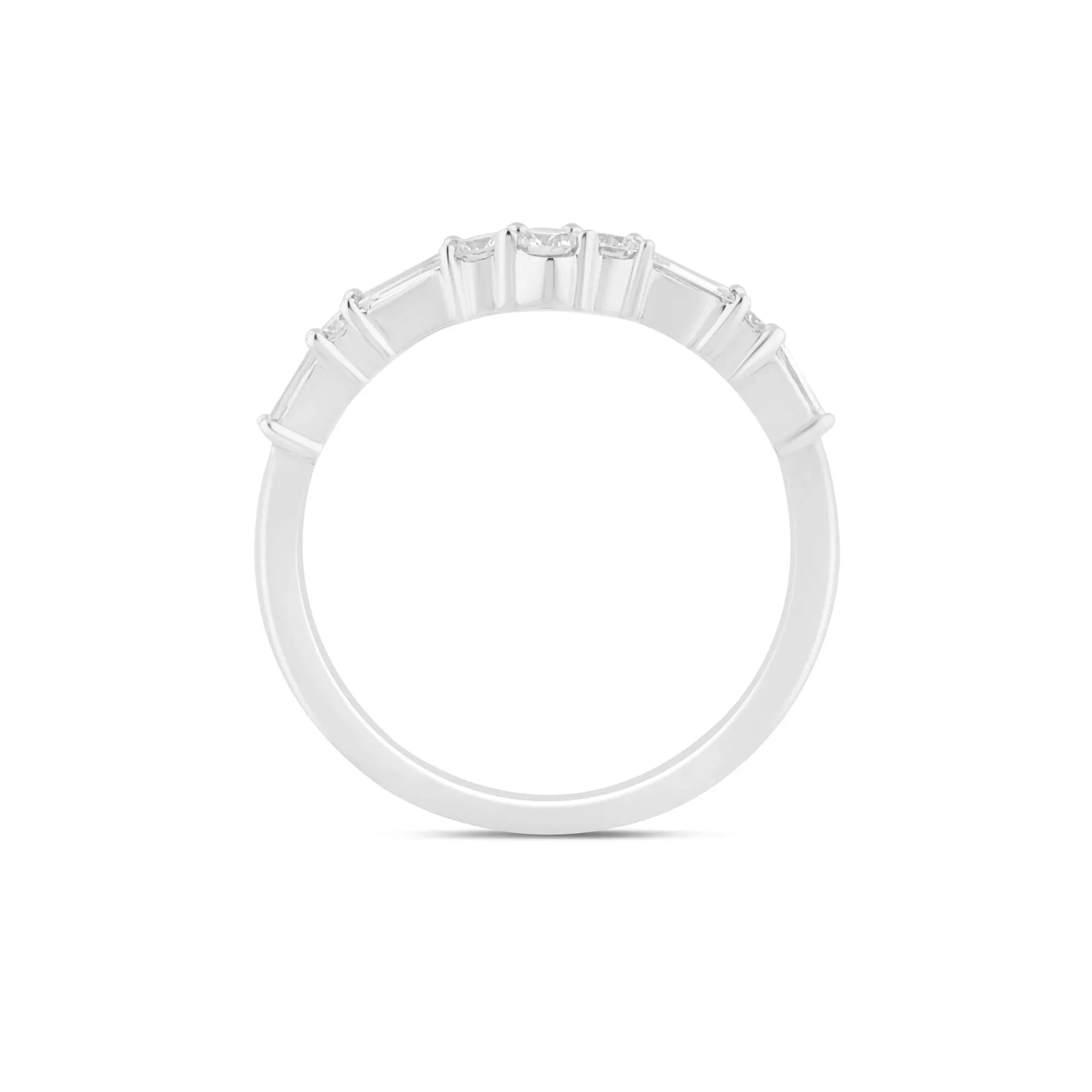 1/3 CT. Tw. Diamond Contour Band Ring 14K White Gold Round Brilliant Cut Size 6 - Image 2