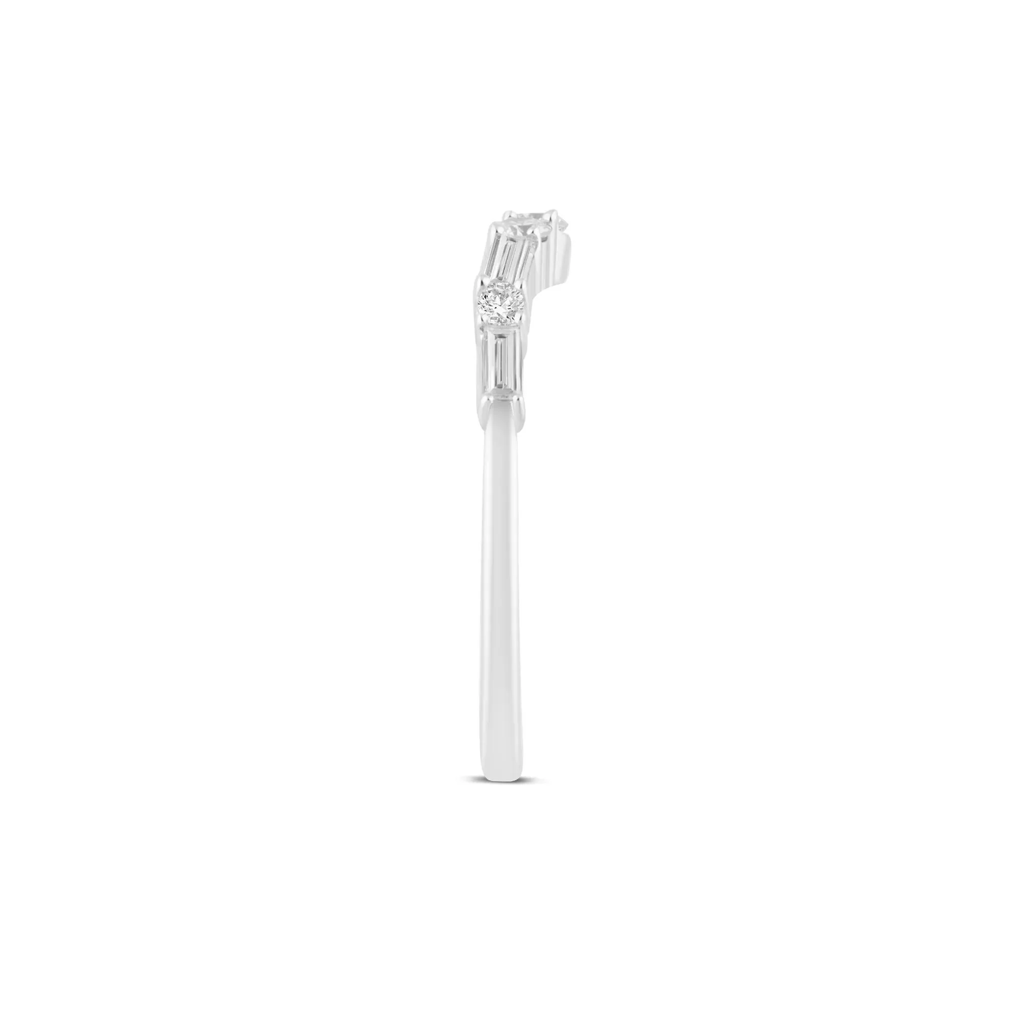 1/3 CT. Tw. Diamond Contour Band Ring 14K White Gold Round Brilliant Cut Size 7.5 - Image 3