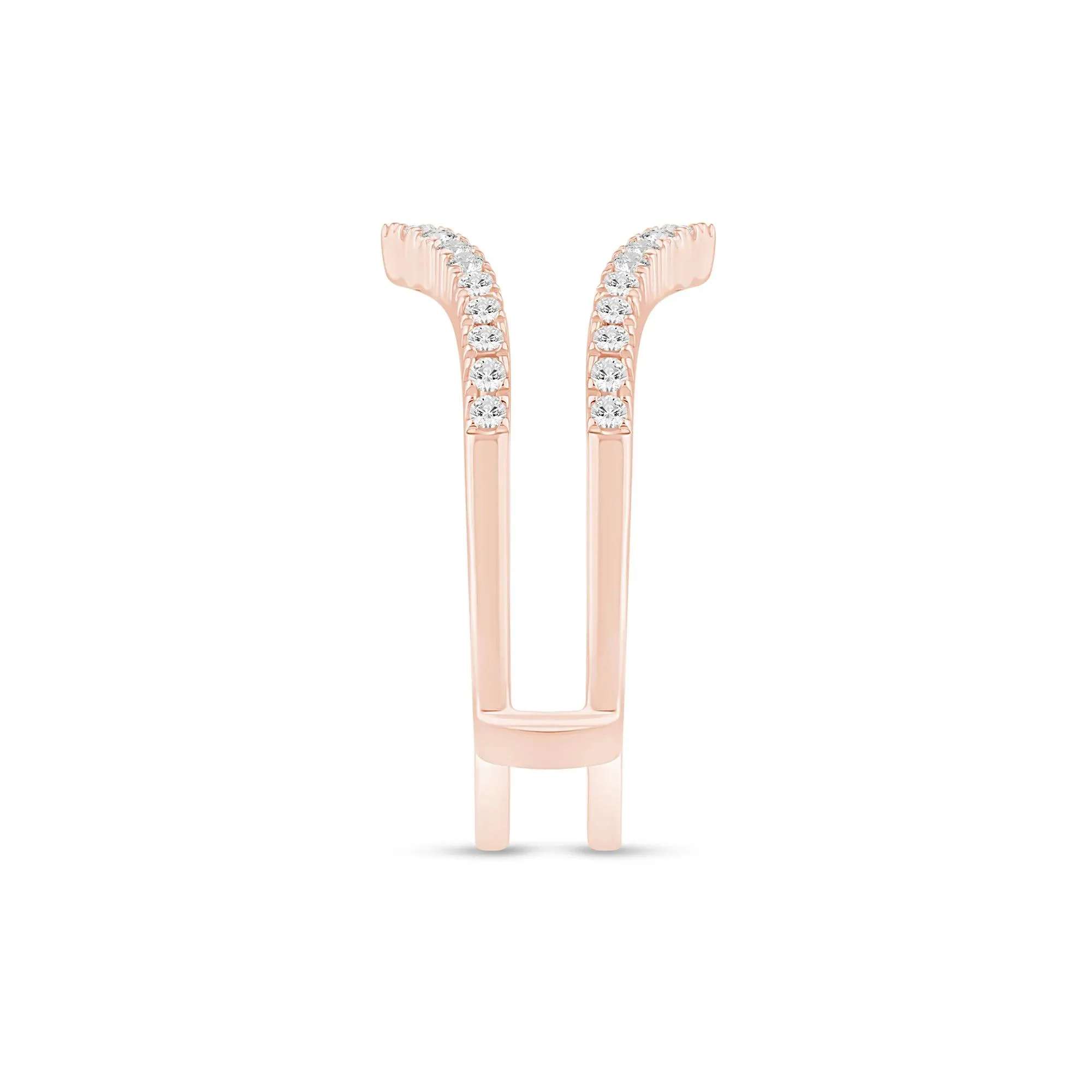 1/4 CT. Tw. Lab Grown Diamond Chevron Ring Insert 14K Rose Gold Round Brilliant Cut Size 7.5 5mm - Image 3
