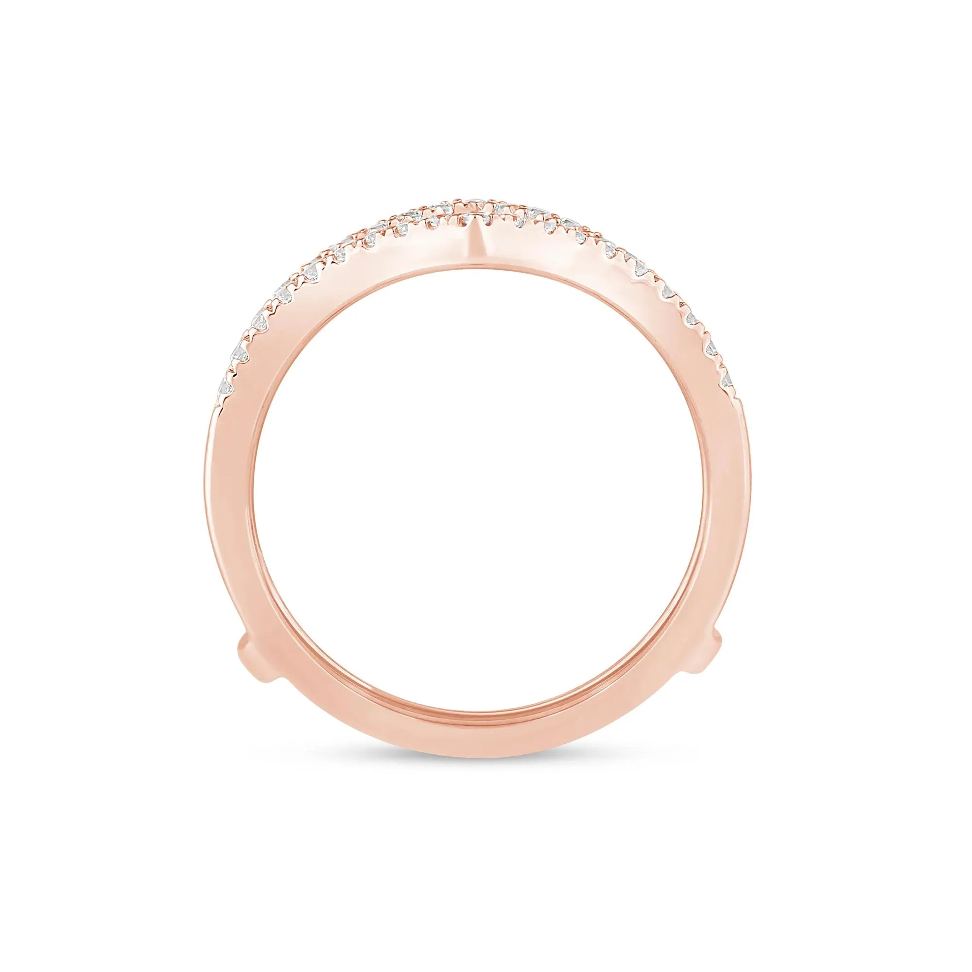 1/4 CT. Tw. Lab Grown Diamond Chevron Ring Insert 14K Rose Gold Round Brilliant Cut Size 9 5mm - Image 2