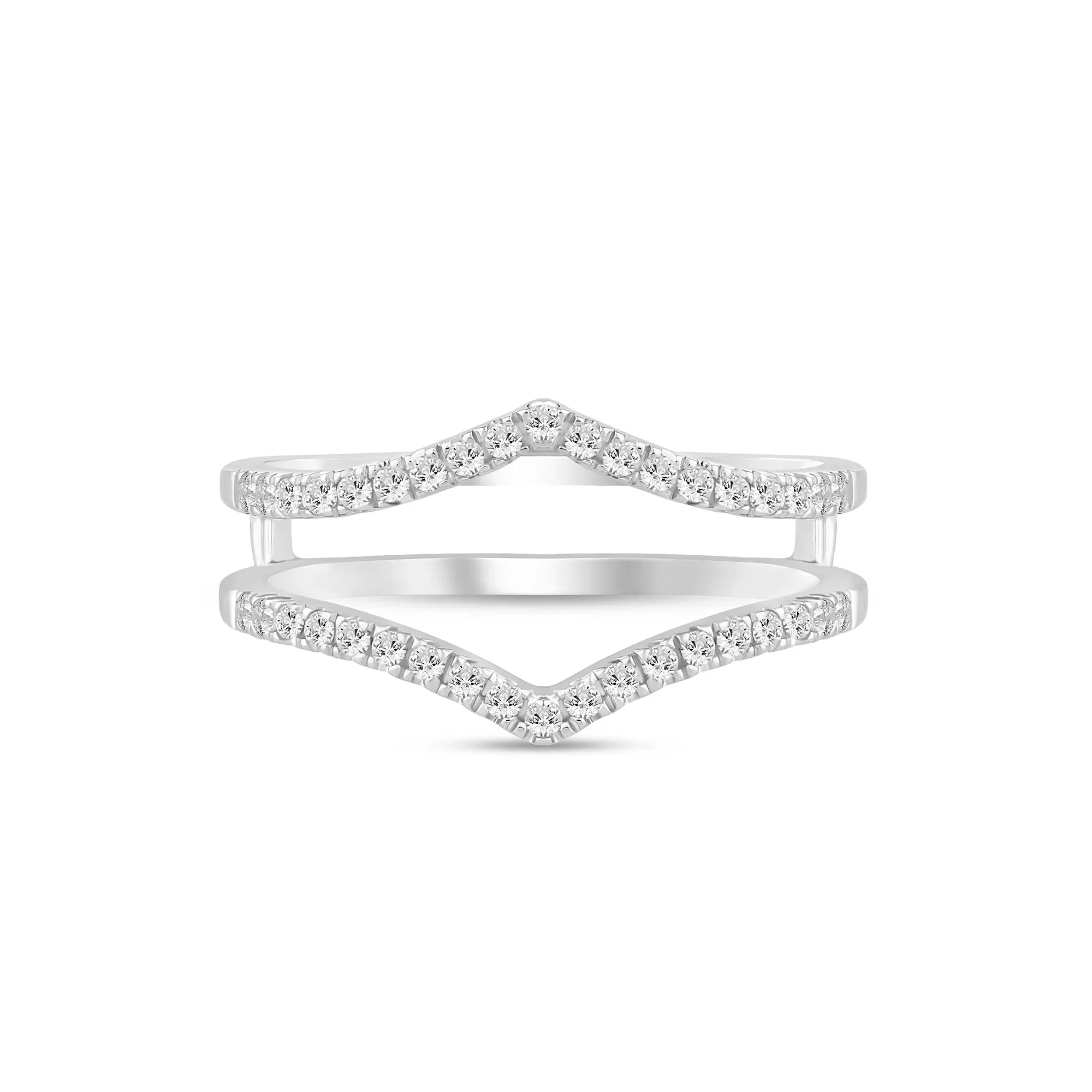 1/4 CT. Tw. Lab Grown Diamond Chevron Ring Insert 14K Rose White Round Brilliant Cut Size 7 5mm