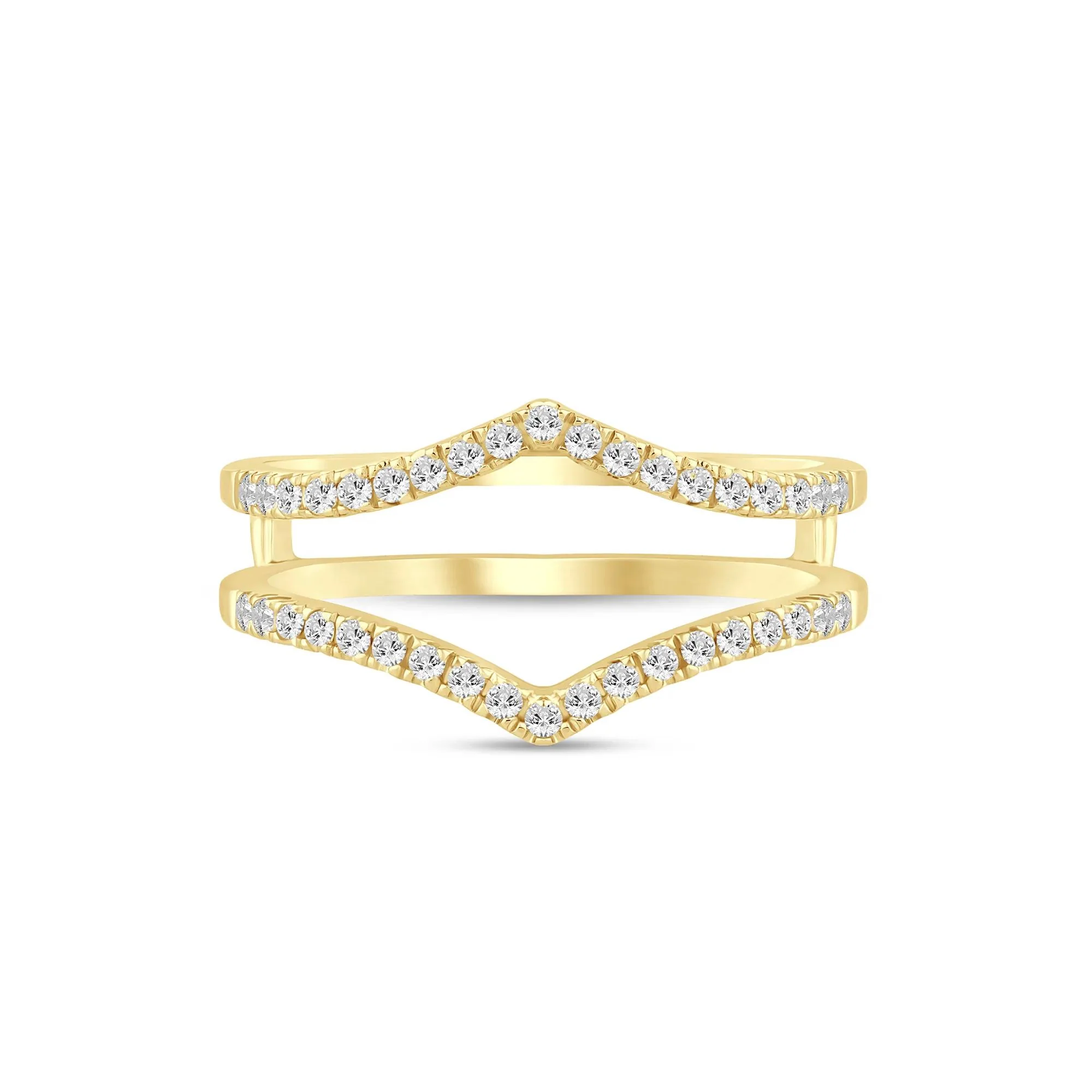 1/4 CT. Tw. Lab Grown Diamond Chevron Ring Insert 14K Yellow Gold Round Brilliant Cut Size 8 5mm