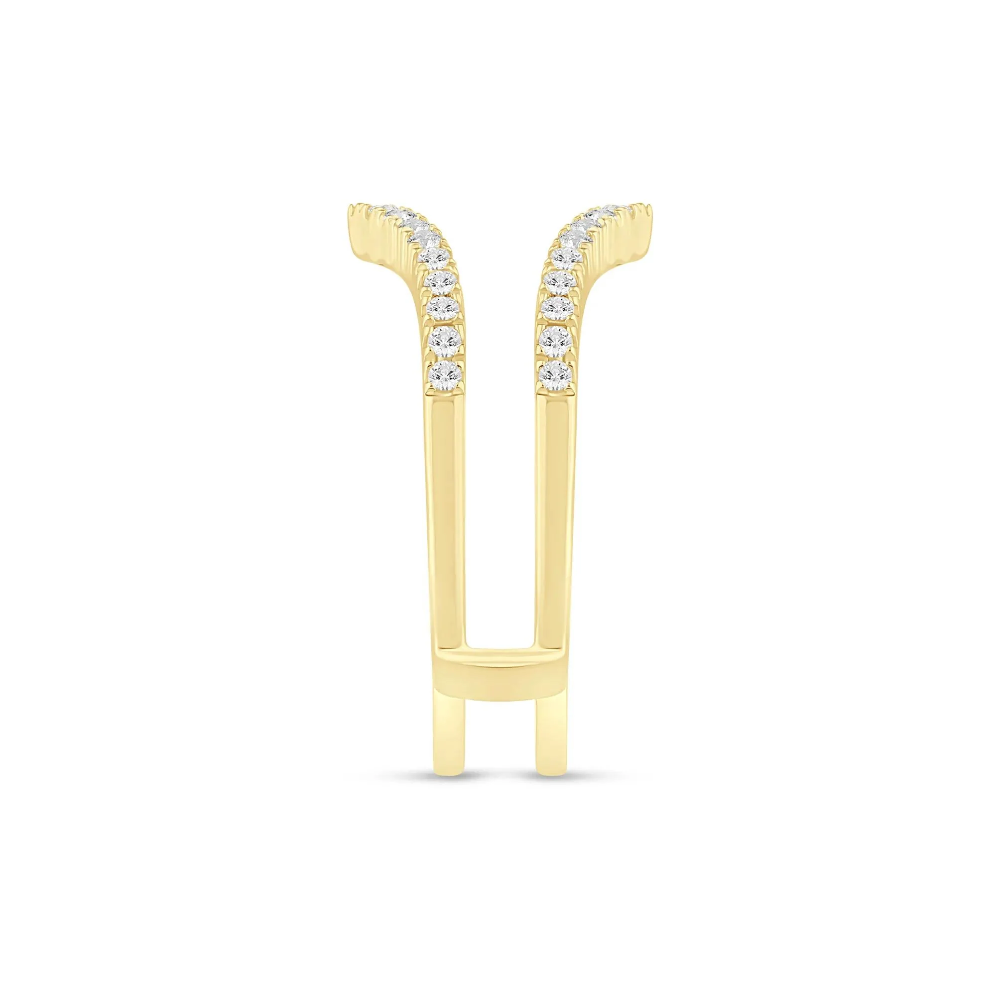 1/4 CT. Tw. Lab Grown Diamond Chevron Ring Insert 14K Yellow Gold Round Brilliant Cut Size 9 5mm - Image 3
