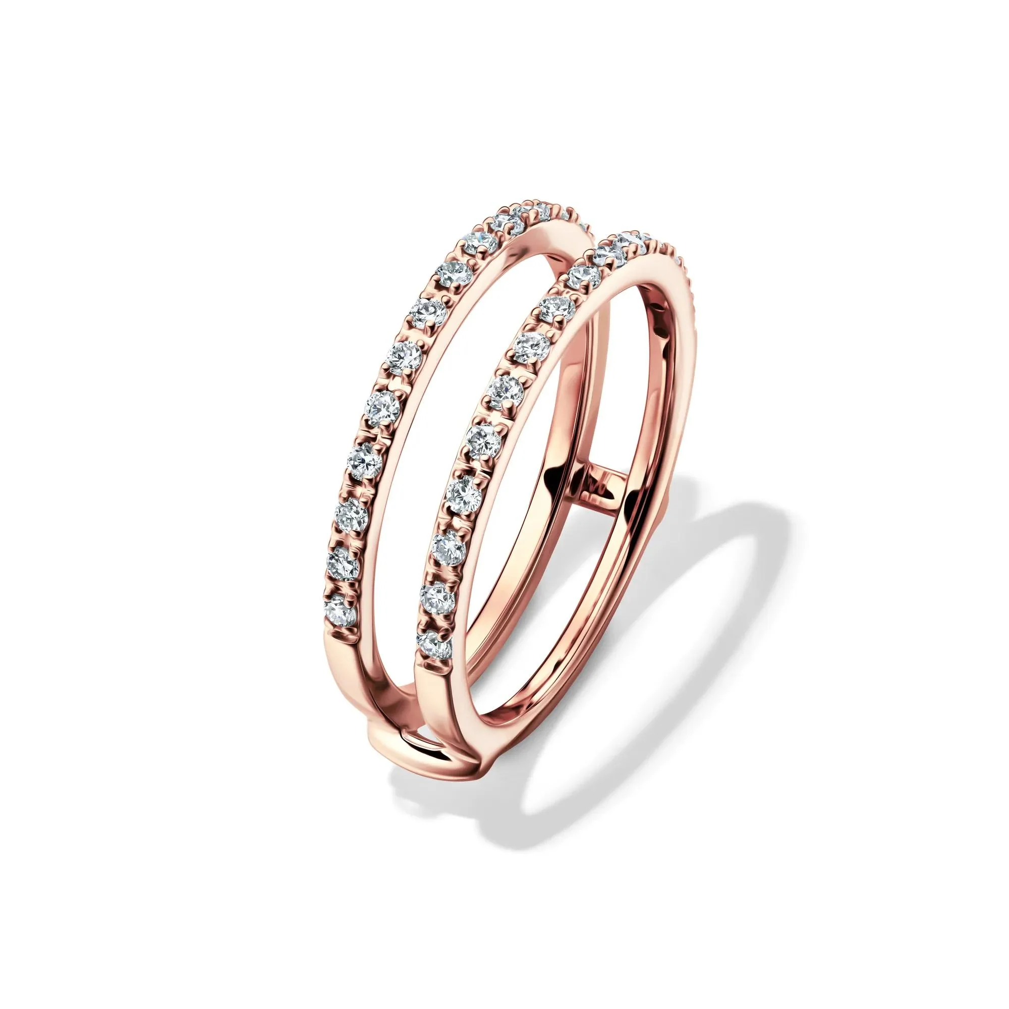 1/3 CT. Tw. Lab Grown Diamond Straight Insert 14K Rose Gold Ring Round Brilliant Cut Size 7 1mm - Image 4