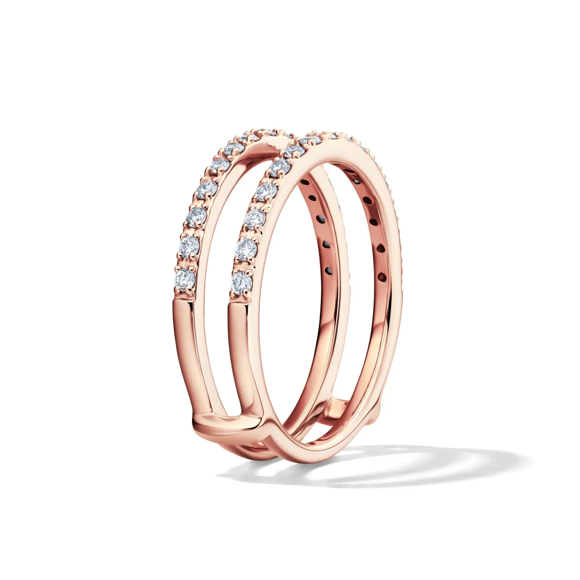 1/3 CT. Tw. Lab Grown Diamond Straight Insert 14K Rose Gold Ring Round Brilliant Cut Size 7.5 1mm - Image 3