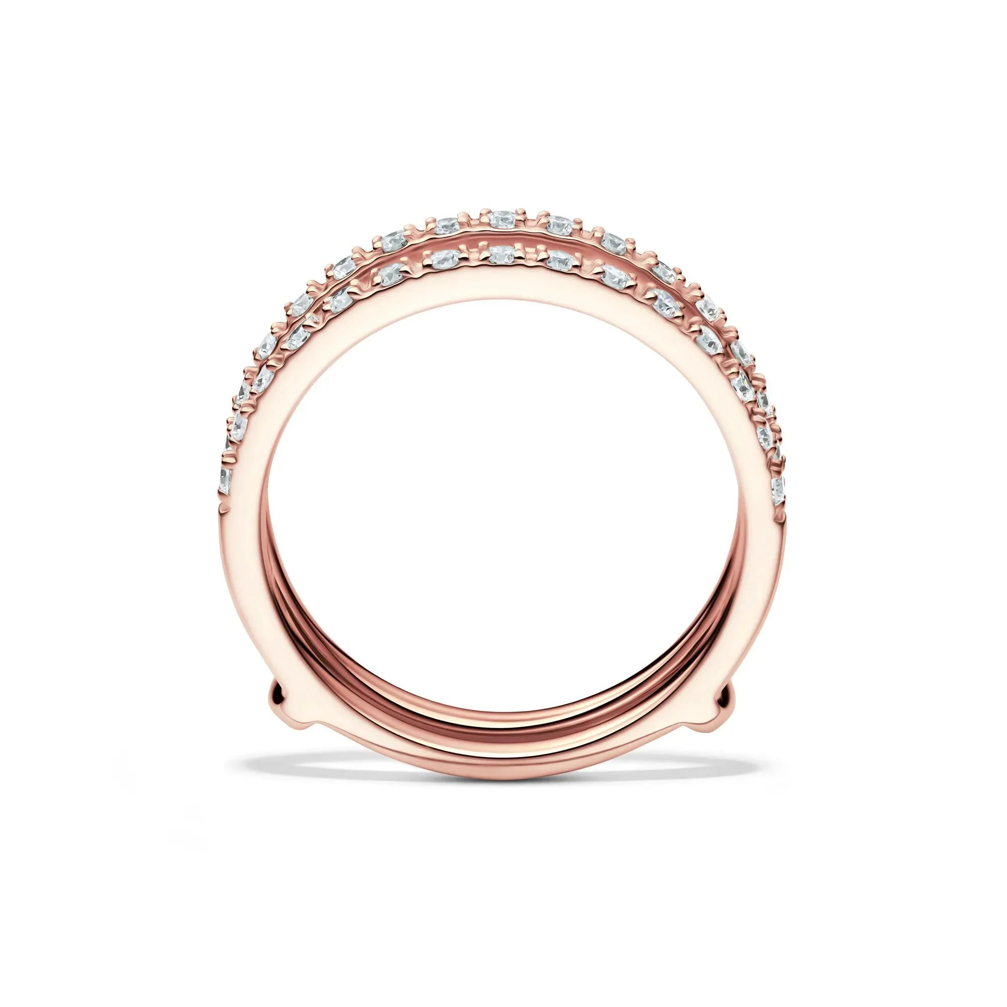 1/3 CT. Tw. Lab Grown Diamond Straight Insert 14K Rose Gold Ring Round Brilliant Cut Size 9 1mm - Image 2