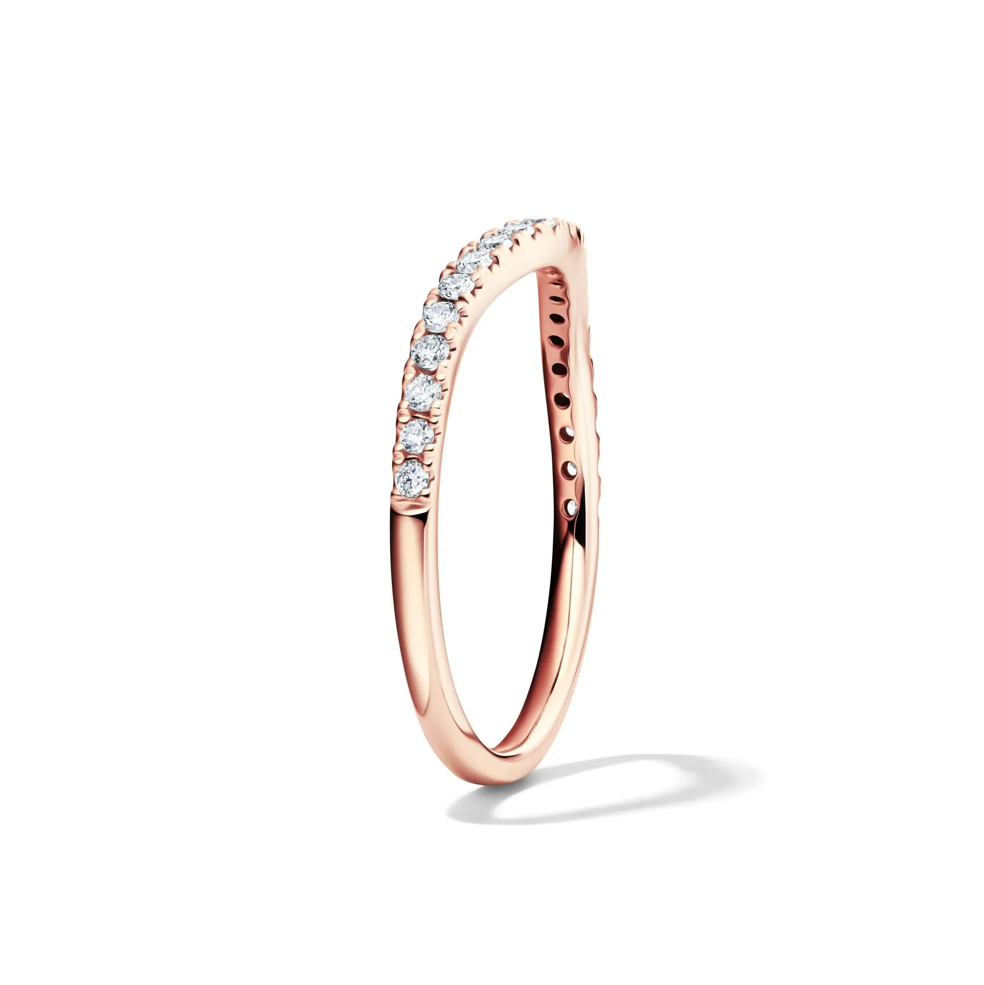 1/5 CT. Tw. Lab Grown Diamond Contour Band Ring 14K Rose Gold Size 4 1mm - Image 3