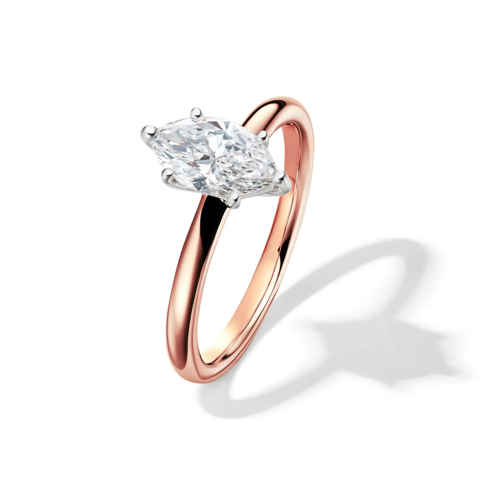 Lab Grown Diamond Solitaire Marquise Engagement Ring 14K Rose Gold (1 CT.) Size 5.5 2mm - Image 4
