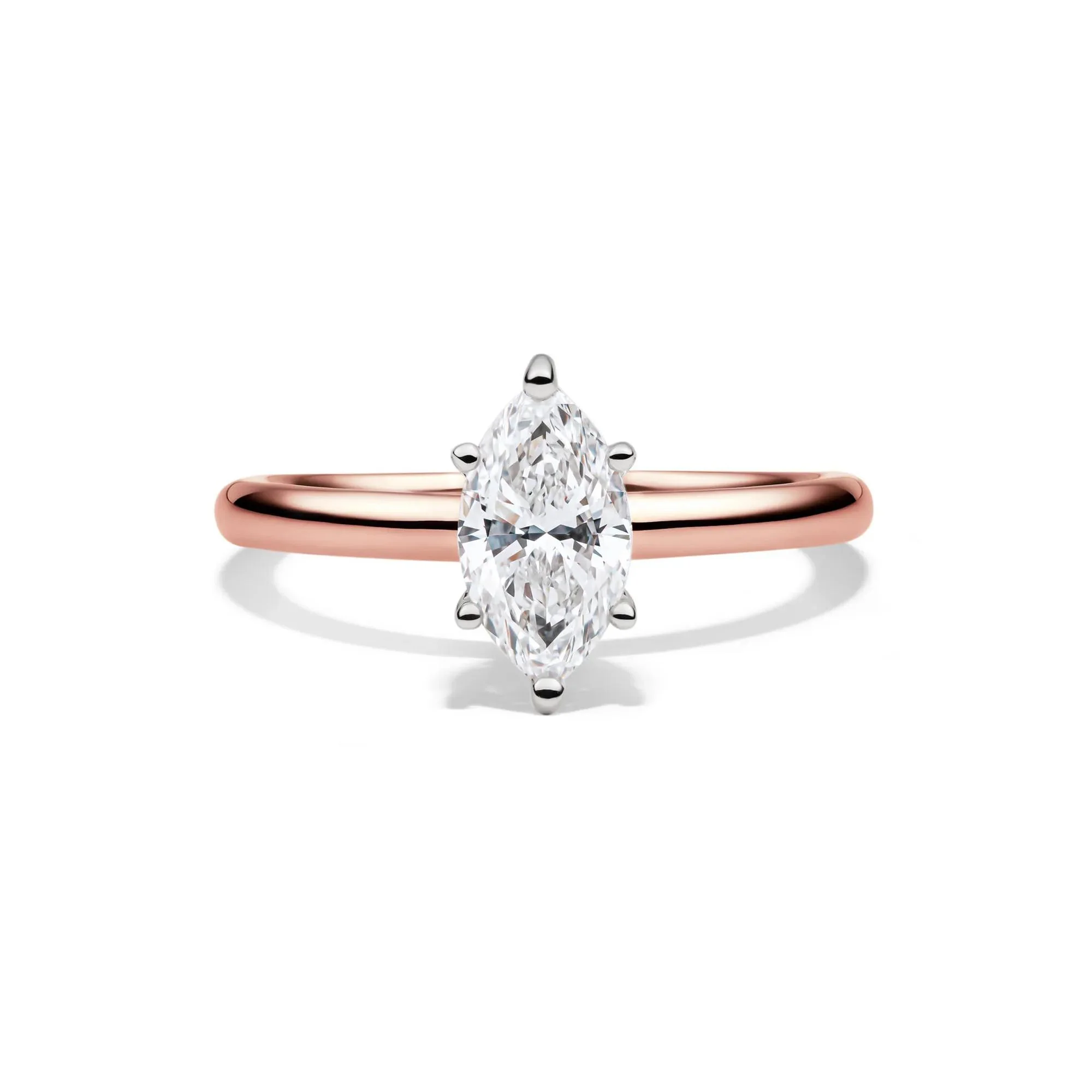 Lab Grown Diamond Solitaire Marquise Engagement Ring 14K Rose Gold (1 CT.) Size 9 2mm