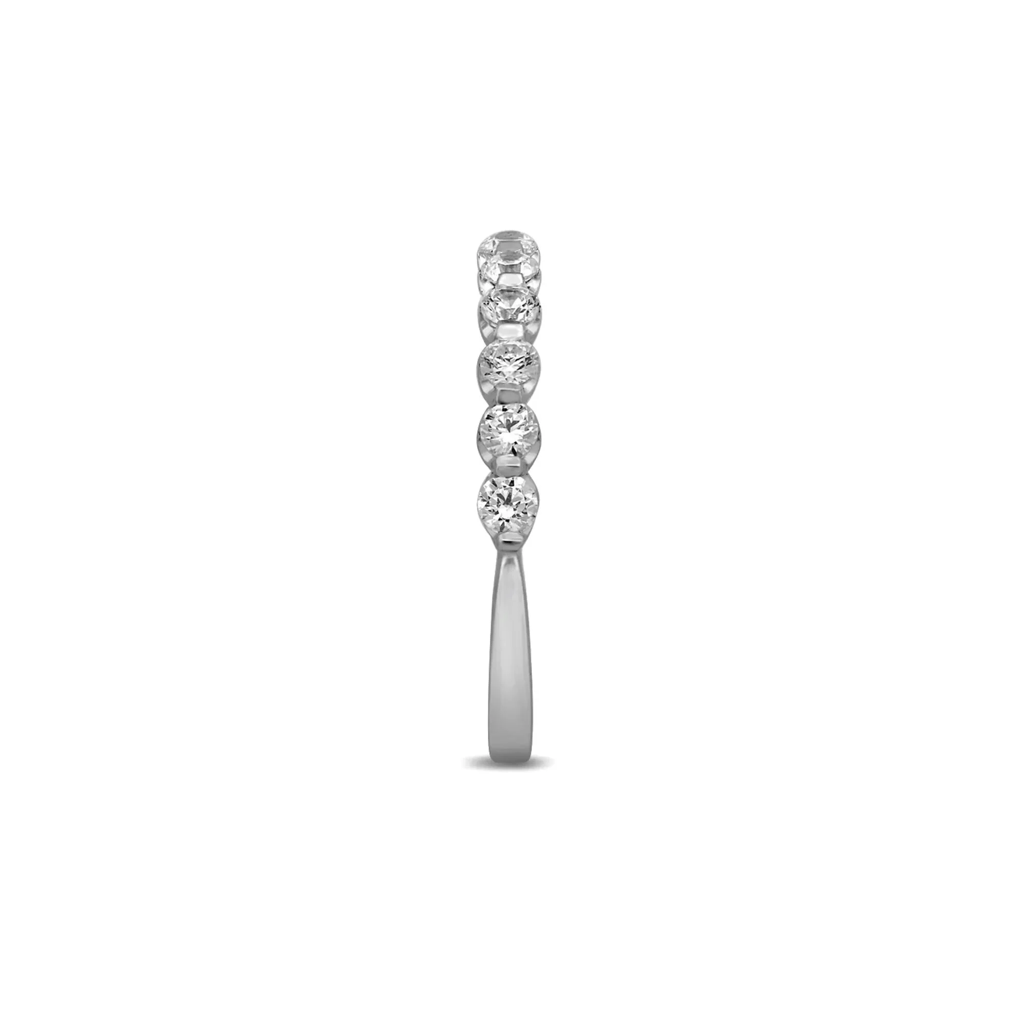 1/2 CT. Tw. Diamond Anniversary Band Ring with Shared Prongs 14K White Gold Round Brilliant Cut Size 8 - Image 2