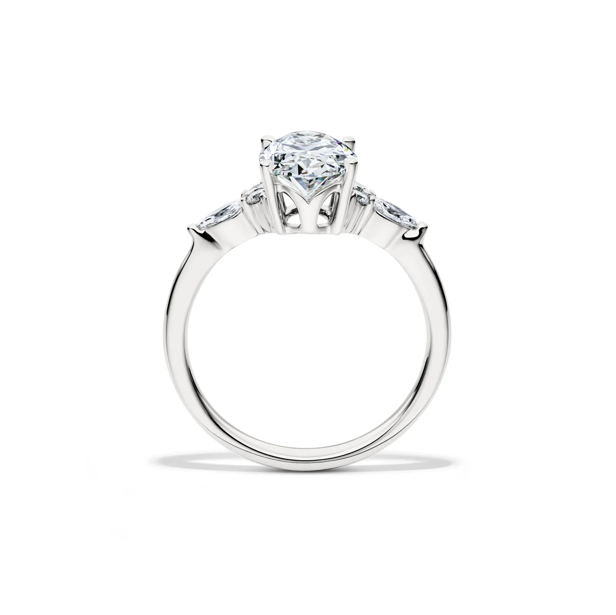 2 1/4 CT. Tw. Lab Grown Diamond Oval and Marquise Engagement Ring 14K White Gold Size 7.5 1mm - Image 2
