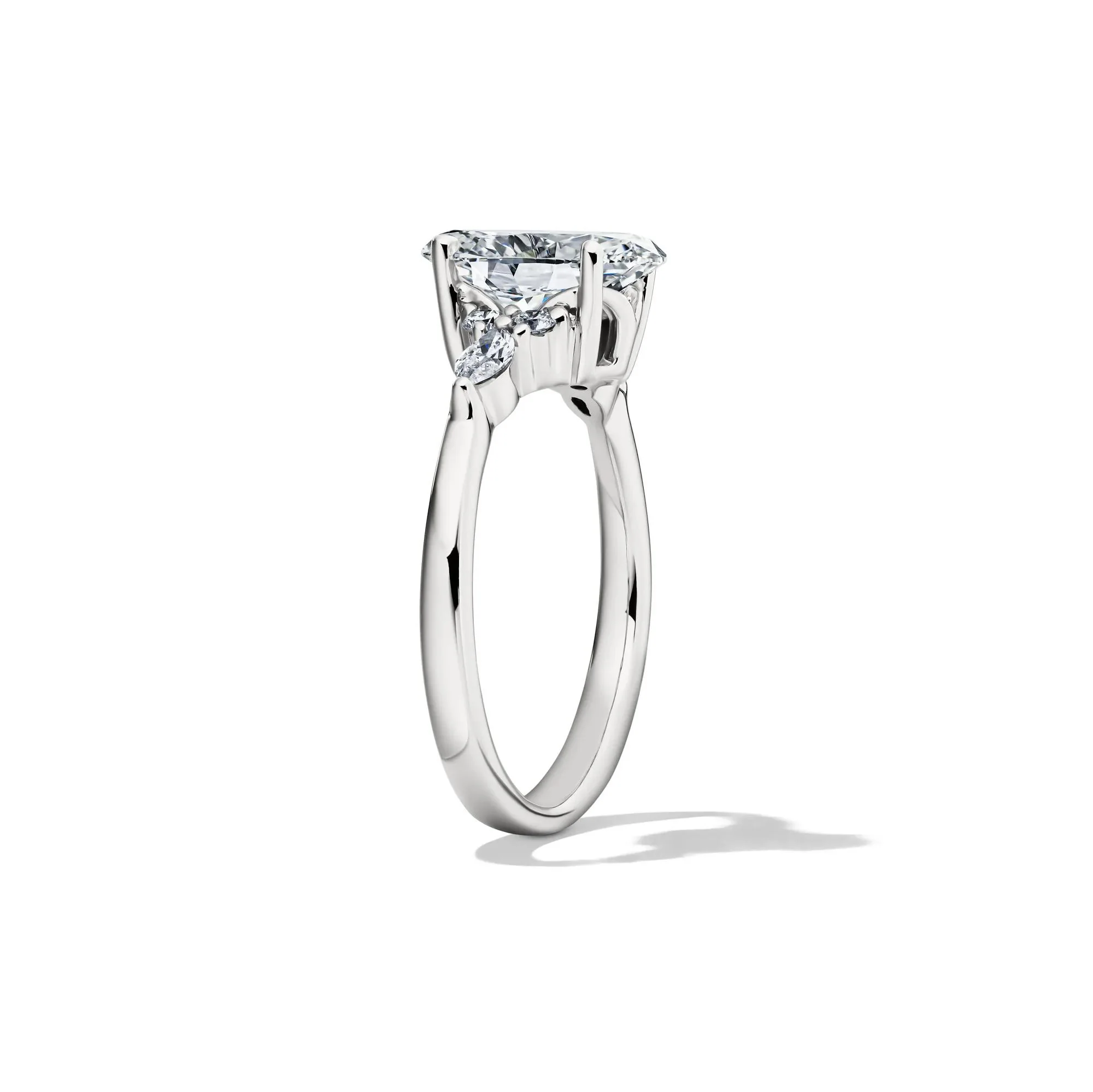 2 1/4 CT. Tw. Lab Grown Diamond Oval and Marquise Engagement Ring 14K White Gold Size 8.5 1mm - Image 3