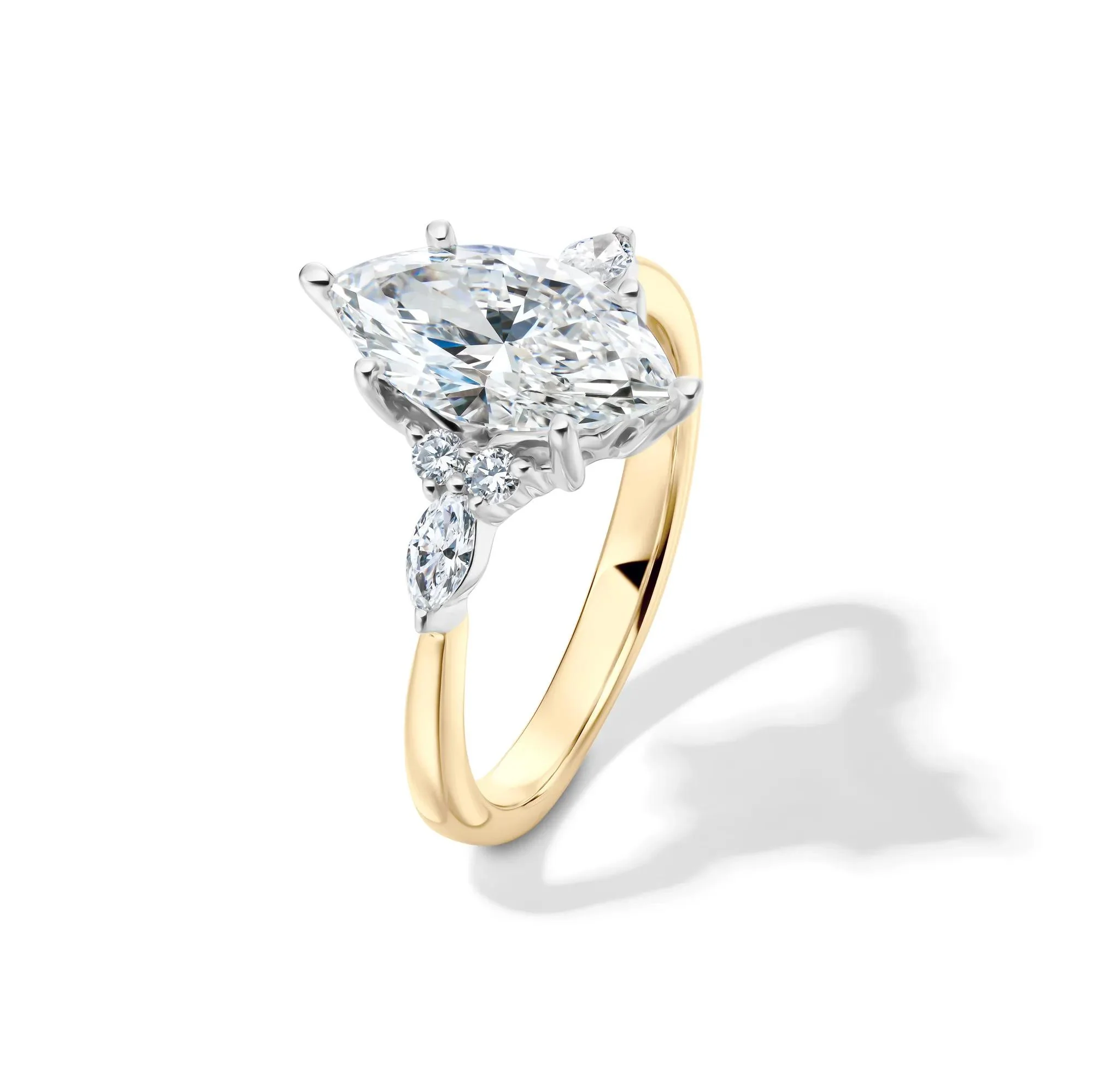 2 1/4 CT. Tw. Lab Grown Diamond Marquise-Cut Engagement Ring 14K Yellow and White Gold Size 6.5 1mm - Image 4