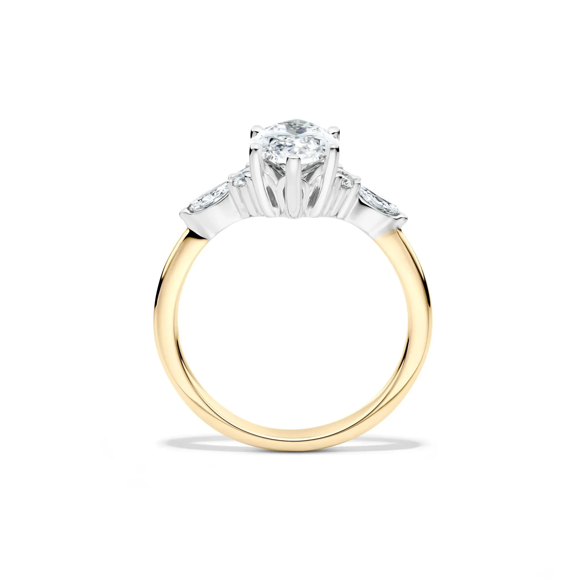 2 1/4 CT. Tw. Lab Grown Diamond Marquise-Cut Engagement Ring 14K Yellow and White Gold Size 8.5 1mm - Image 2