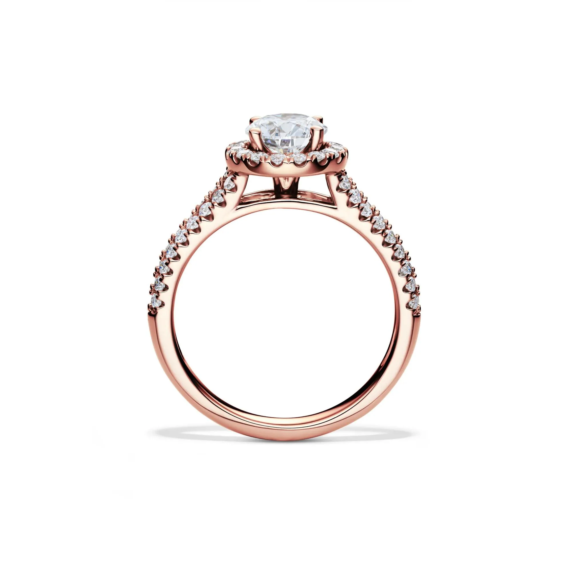 1/2 CT. Tw. Lab Grown Diamond Halo Engagement Ring 14K Rose Gold Round Brilliant Cut Size 10 - Image 2