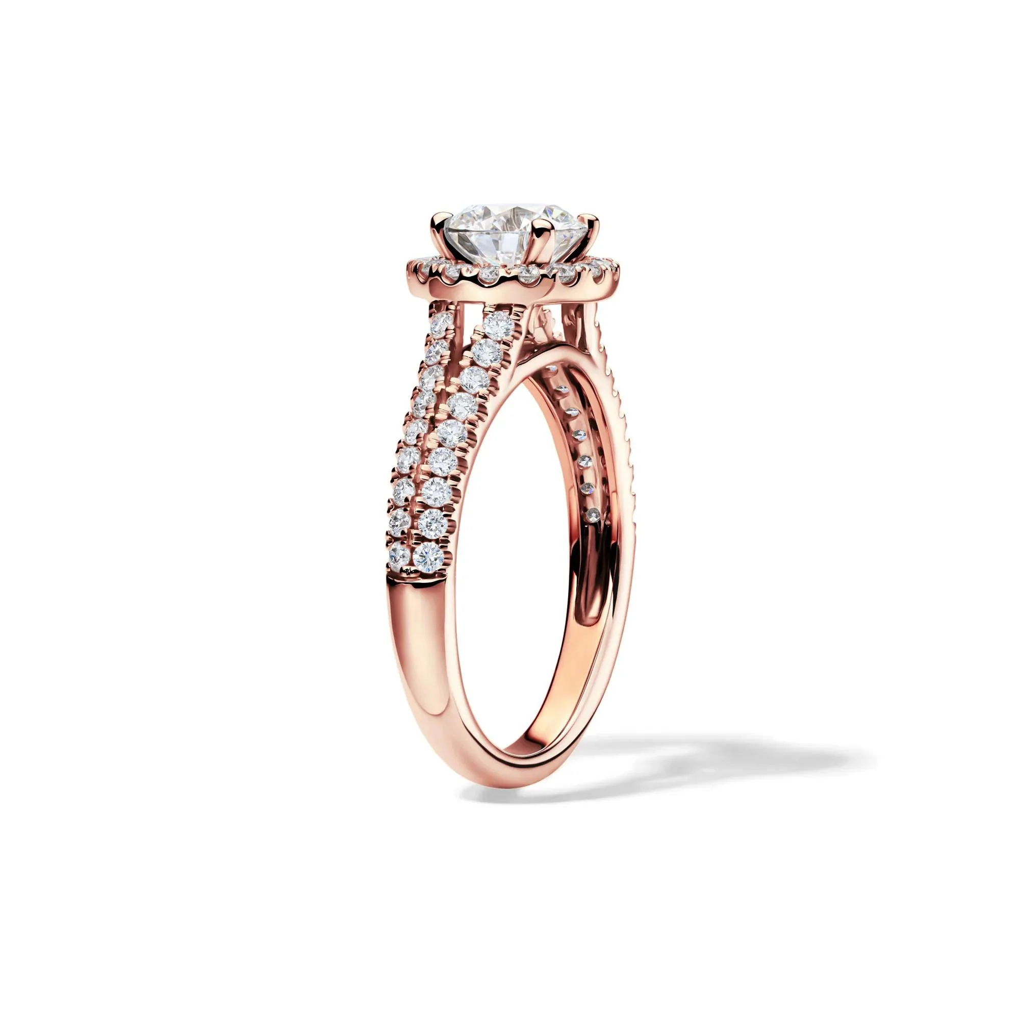 1/2 CT. Tw. Lab Grown Diamond Halo Engagement Ring 14K Rose Gold Round Brilliant Cut Size 5.5 - Image 3